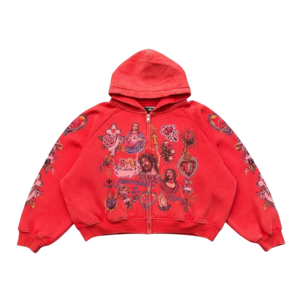 We Are Righteous 'Risen King' Red Zip Up Hoodie