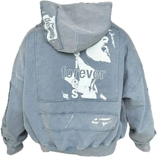 Matiere de Desirs "Encore" Washed Blue Hoodie