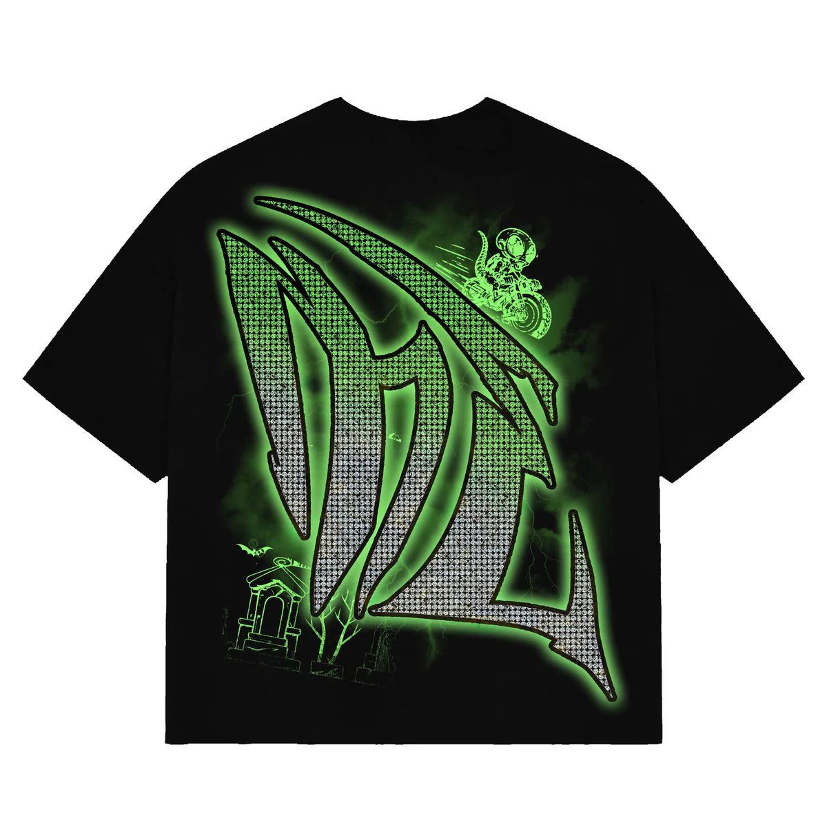 Mixed Emotion "Goblin" Rhinestone Black & Green Tee