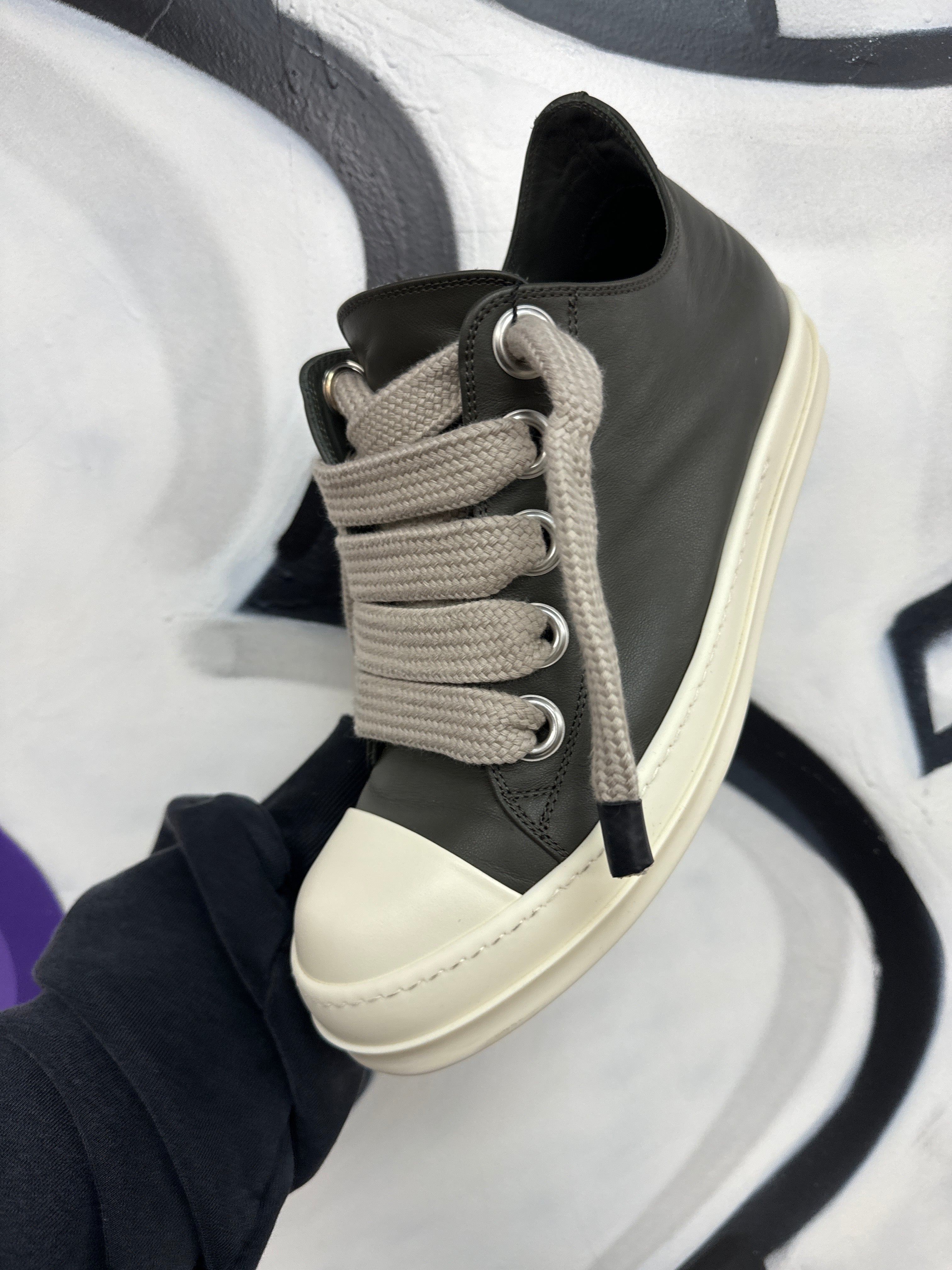 Rick Owens Dark Olive Jumbo Lace Low Sneakers