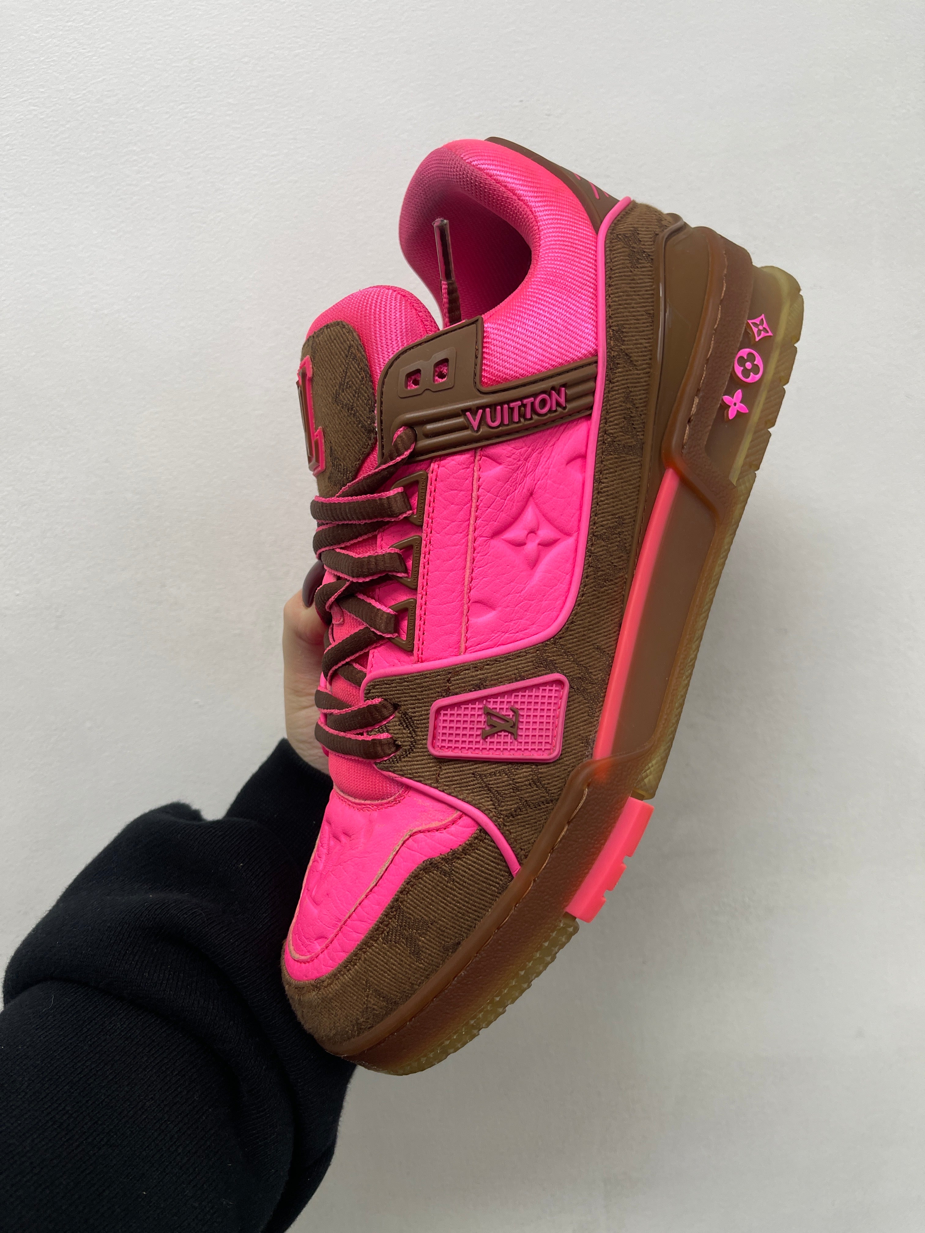 Louis Vuitton Brown Pink Monogram Trainer Sneakers