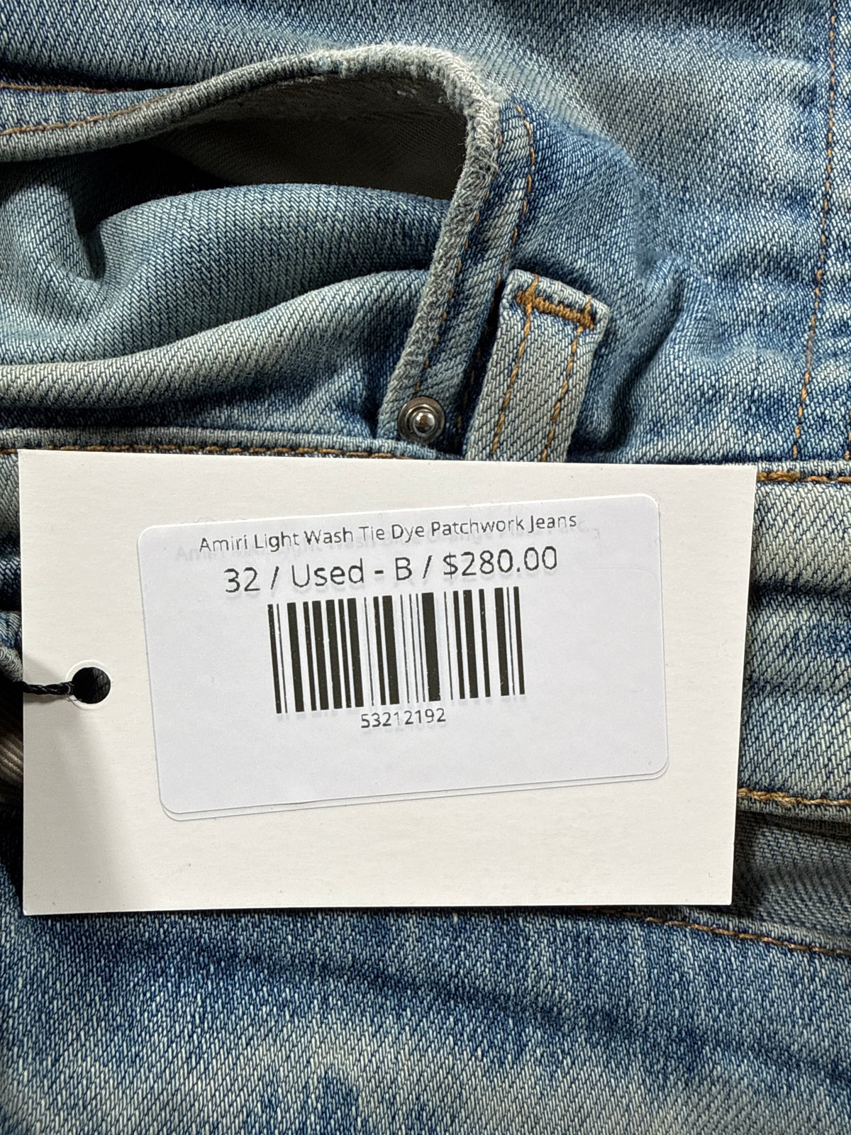 Amiri Light Wash Tie Dye Patchwork Jeans