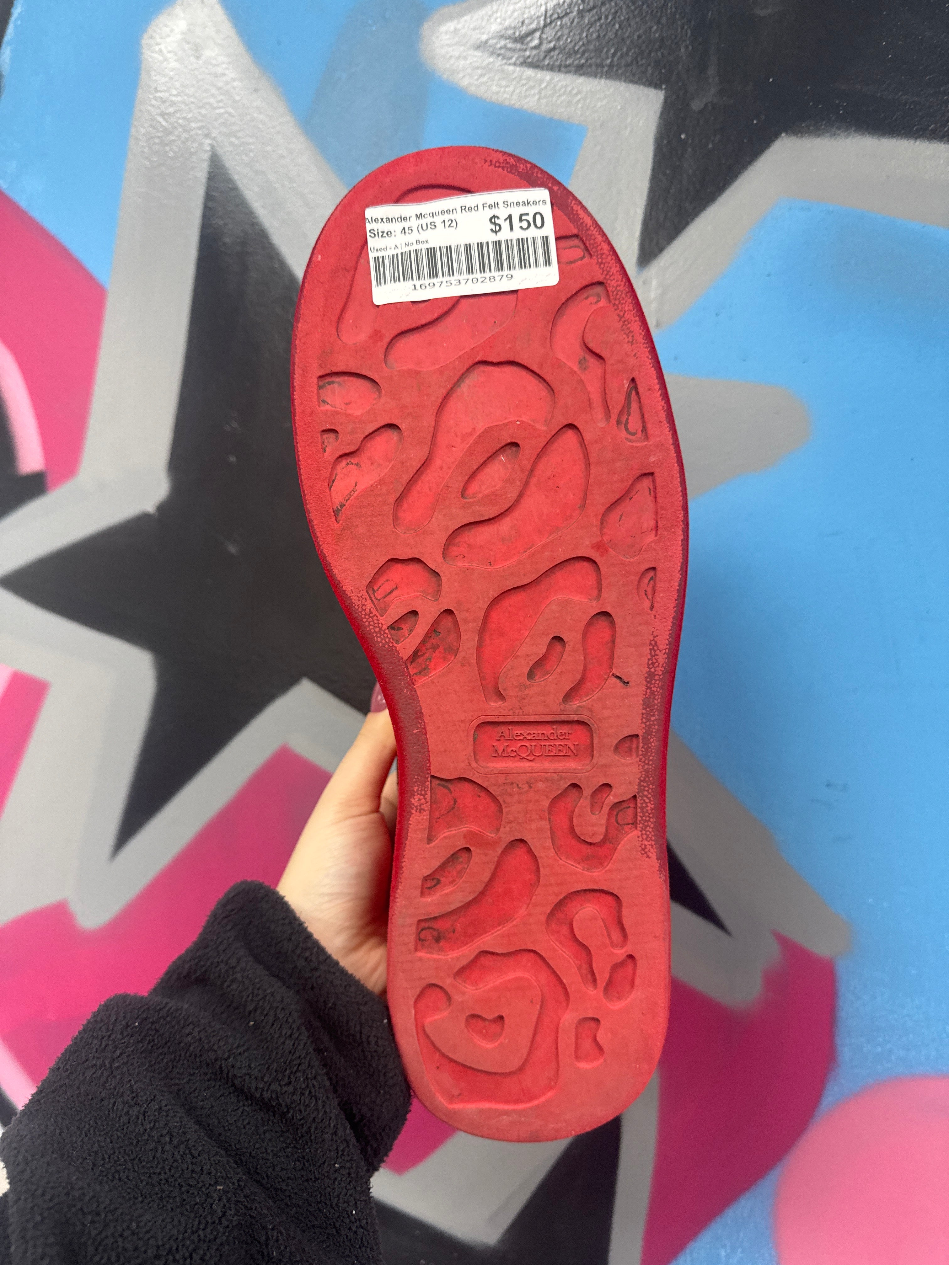 Alexander Mcqueen Red Felt Sneakers