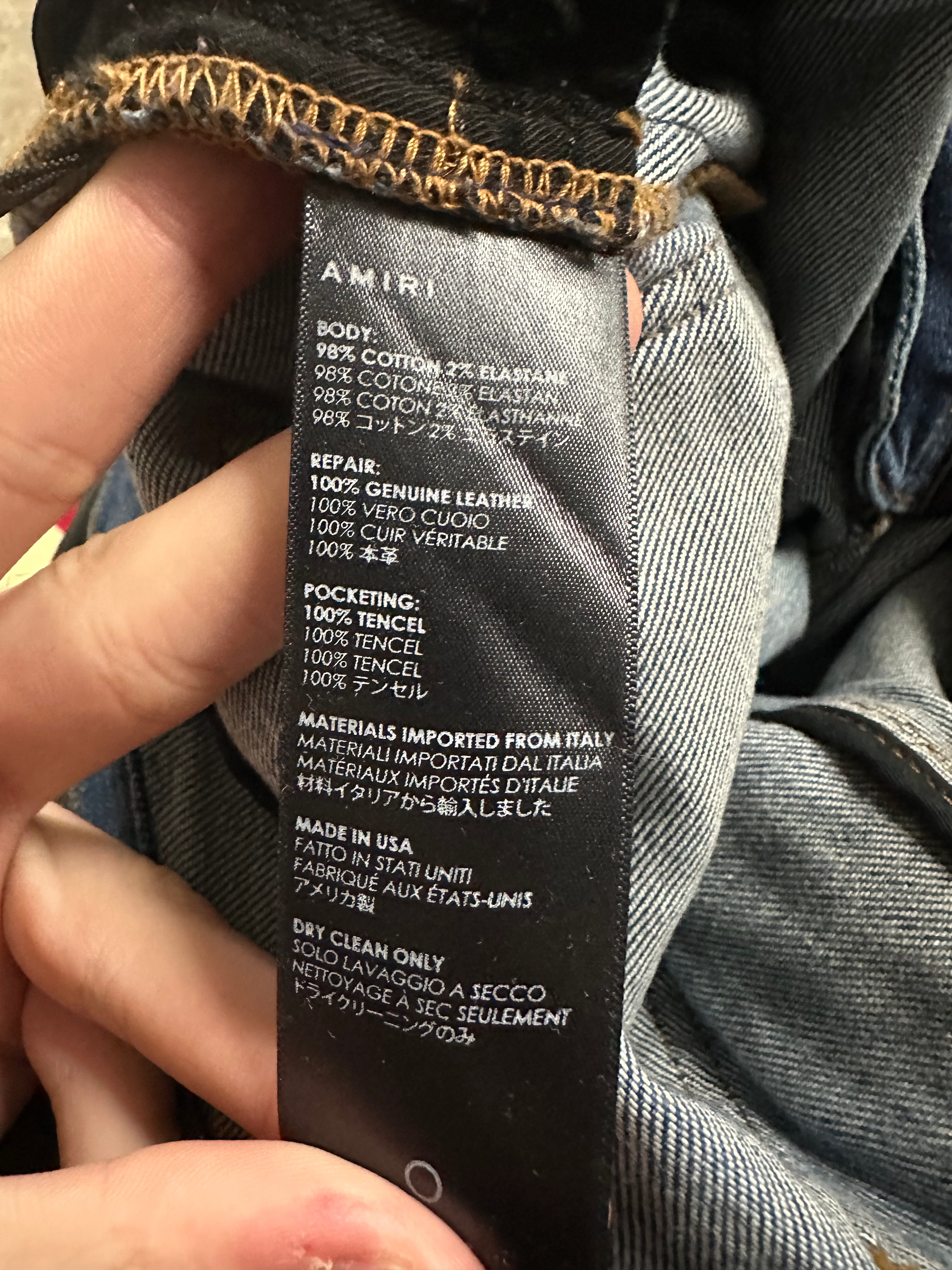 Amiri Zip Jeans Dark Wash Black Patch Used 29