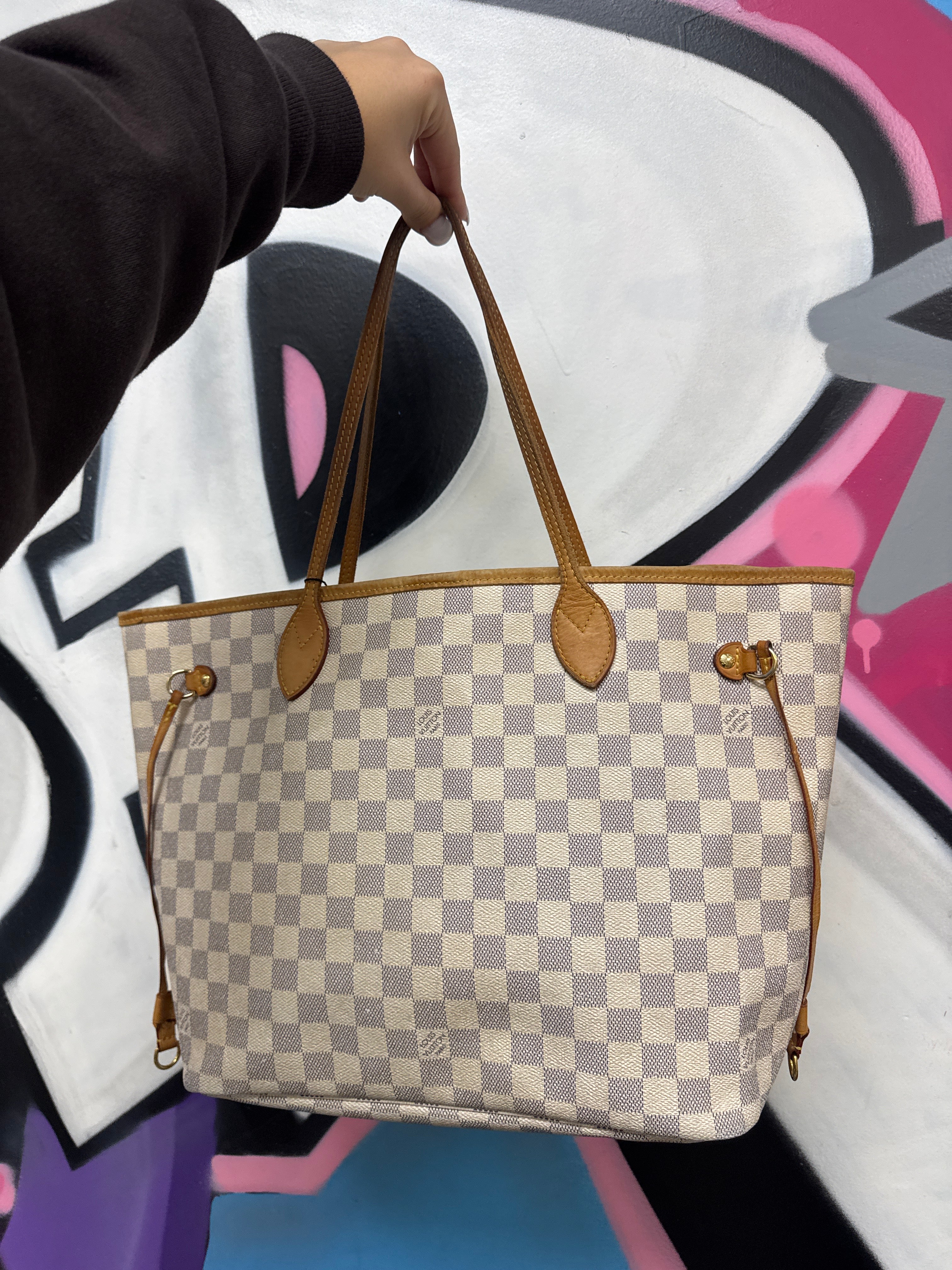 Louis Vuitton White Damier Neverfull Tote Bag
