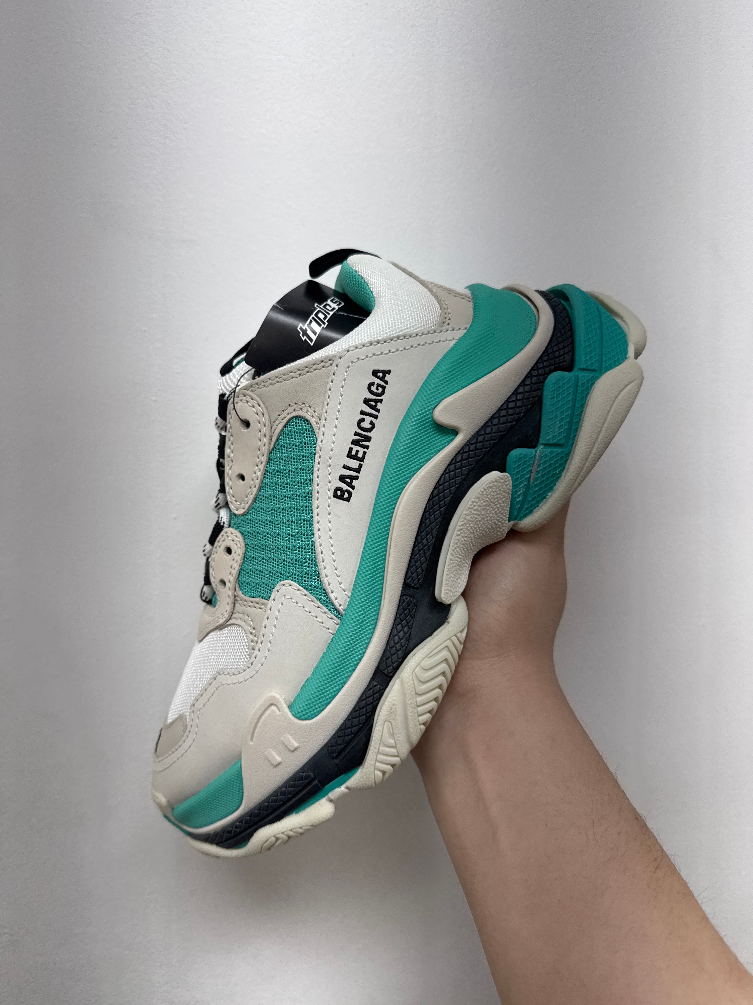 Balenciaga Teal White Triple S Sneakers