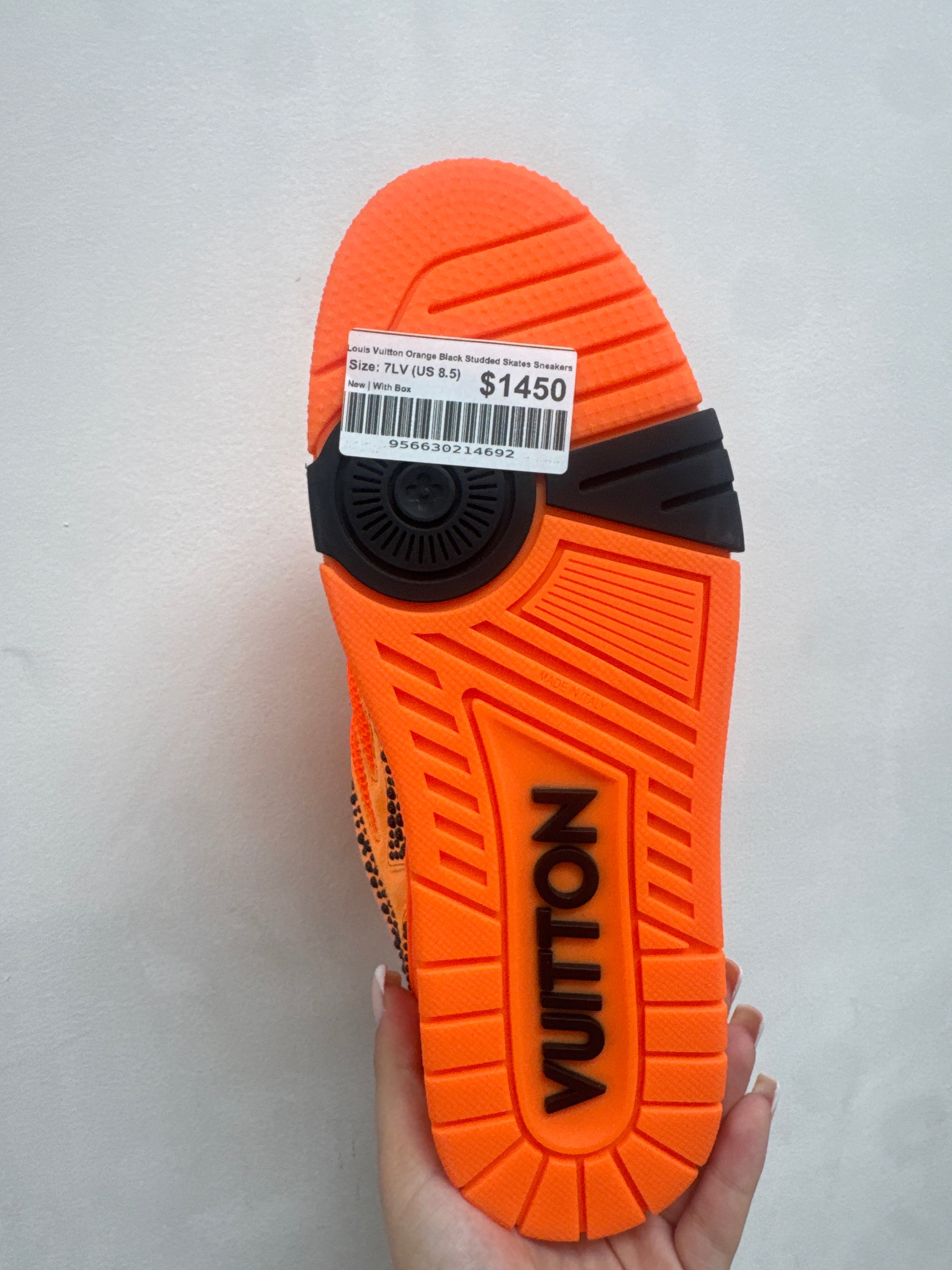 Louis Vuitton Orange Black Studded Skates Sneakers