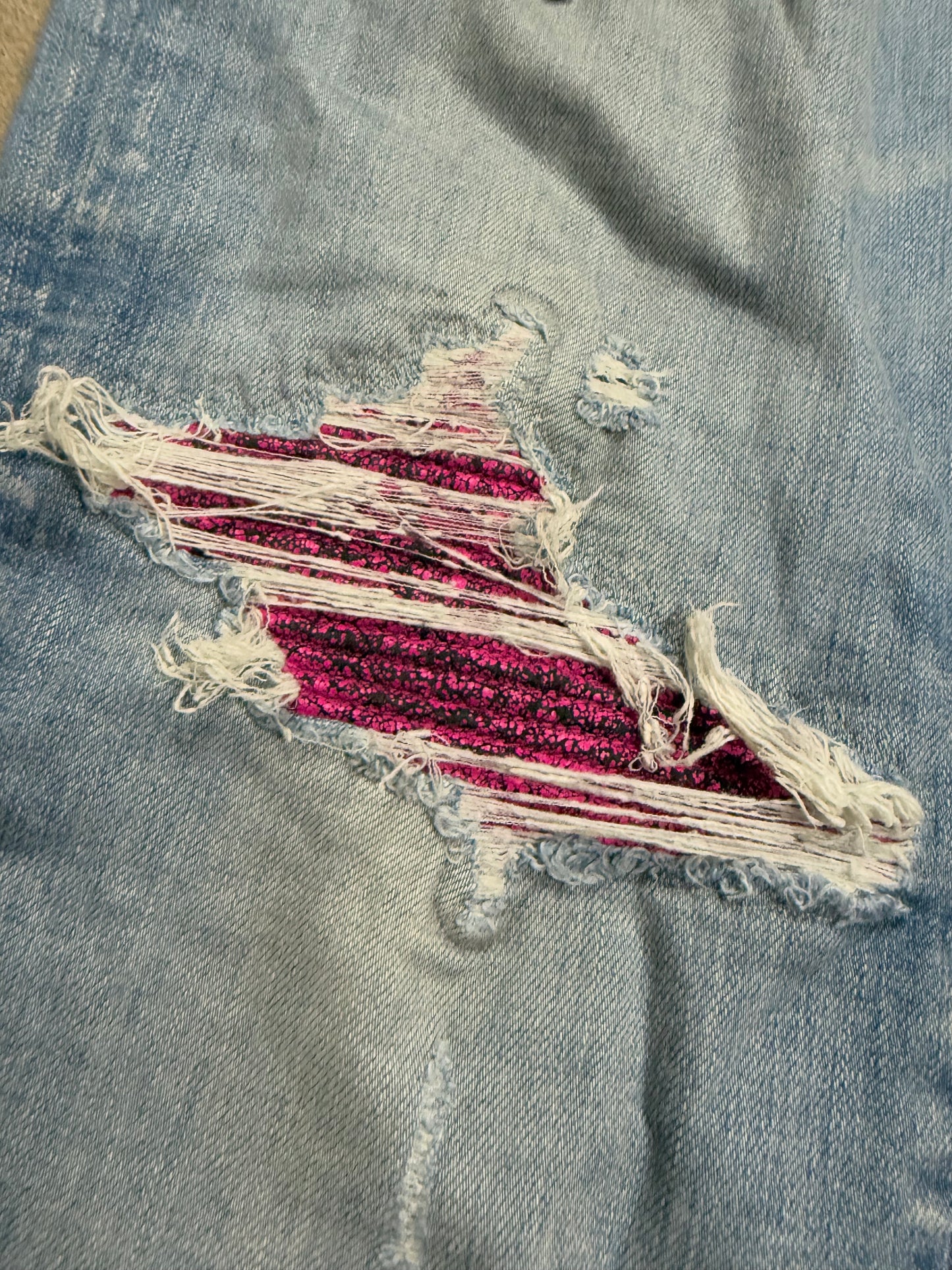 Amiri MX1 Light Wash Pink Crackle Patch Used 38