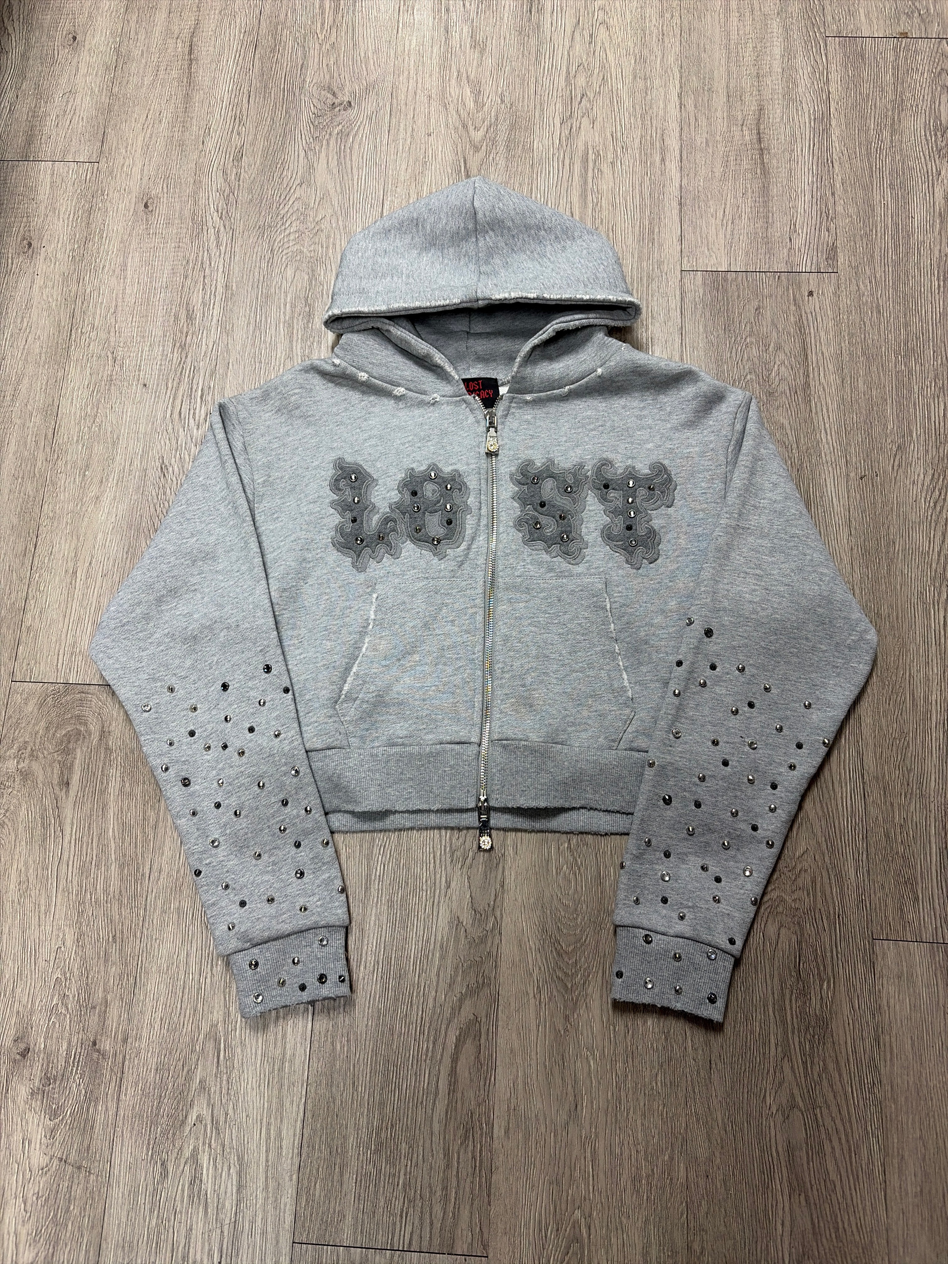 Lost Intricacy Light Grey Patch Women's Zip Up Hoodie