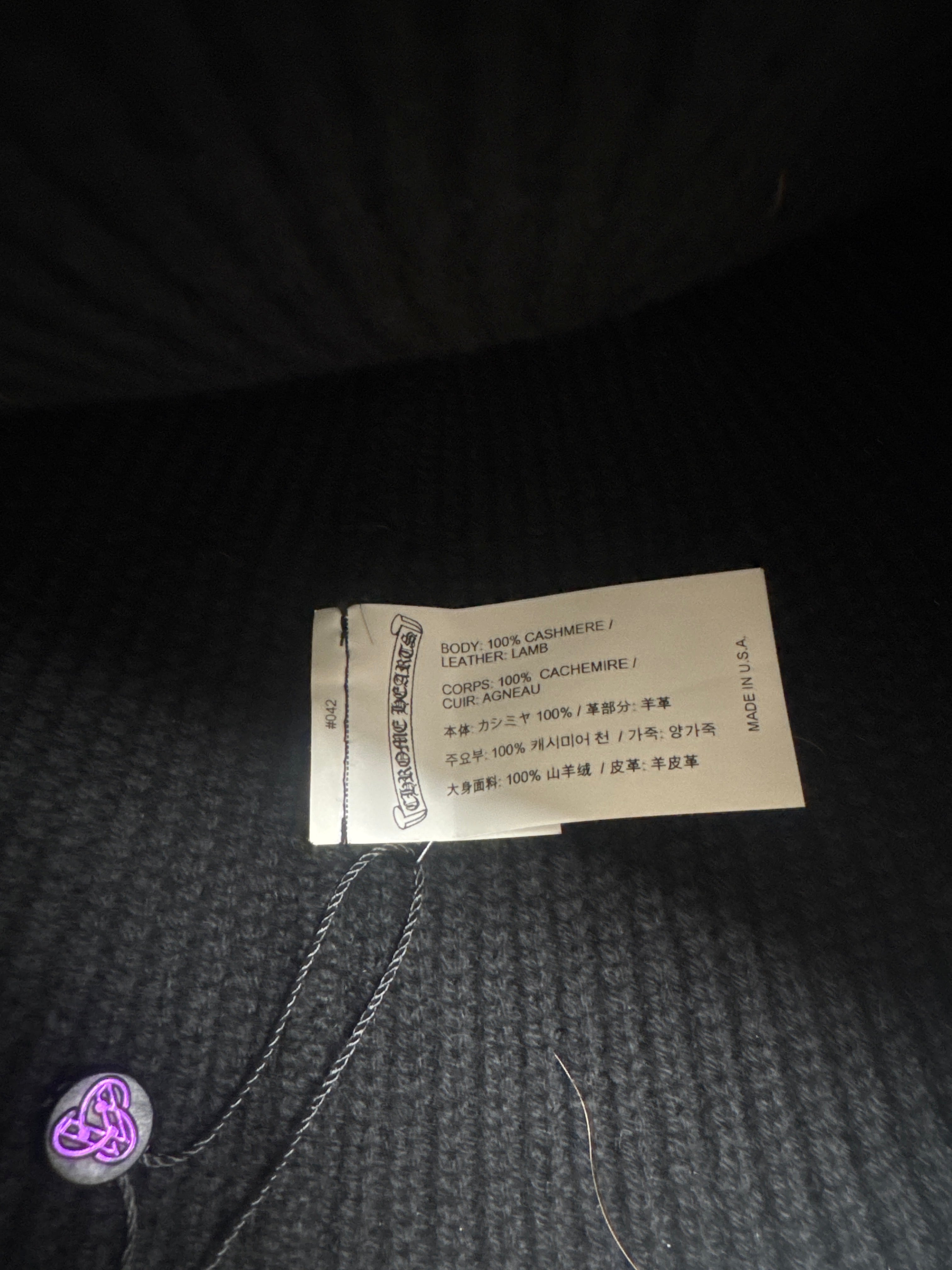 Chrome Hearts Black Cemetery Silver Cross Beanie