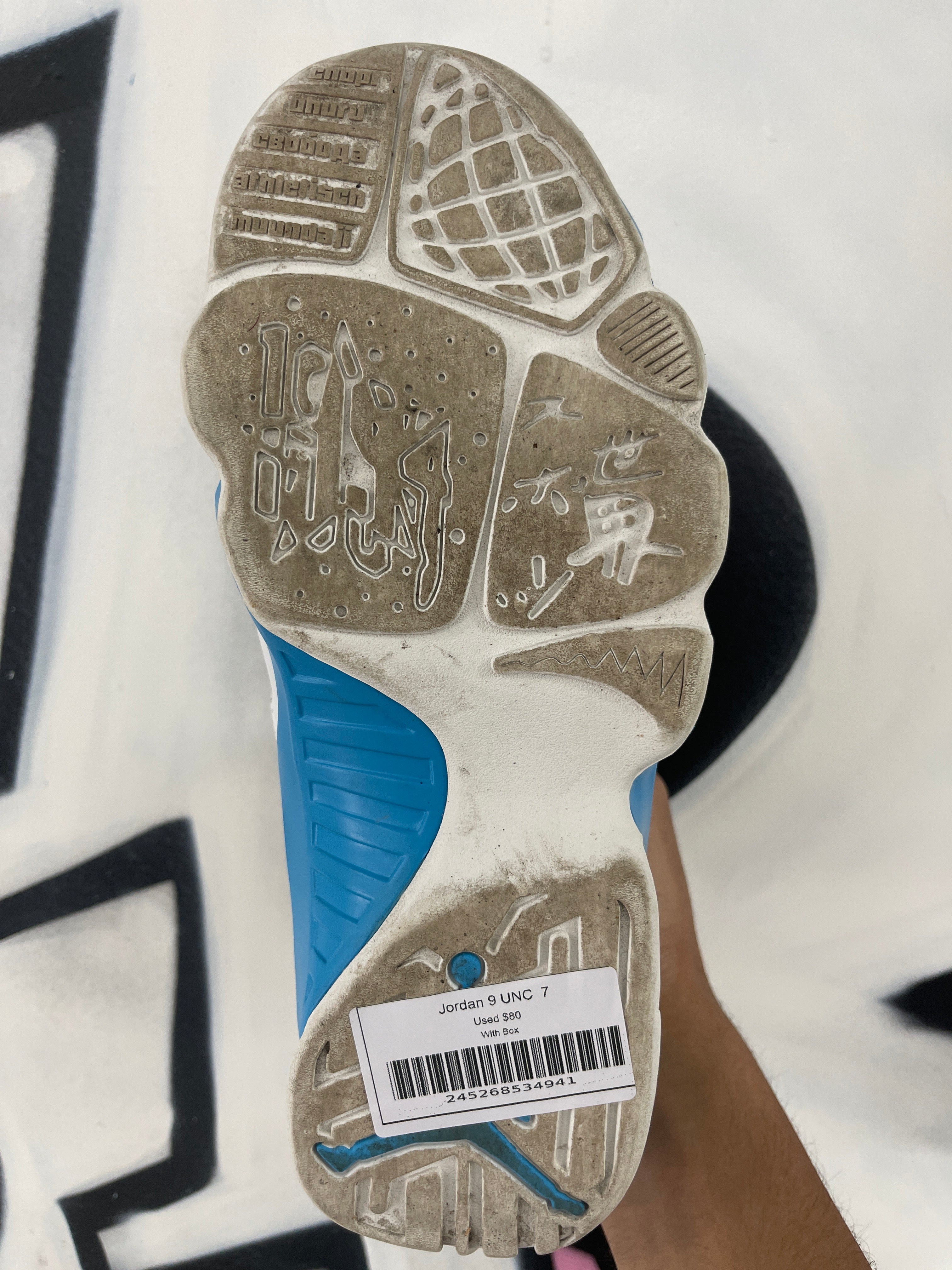Jordan 9 UNC  Used With Box