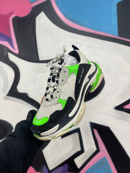 Balenciaga Triple S White Neon Green Used 44 (US 11) With Box