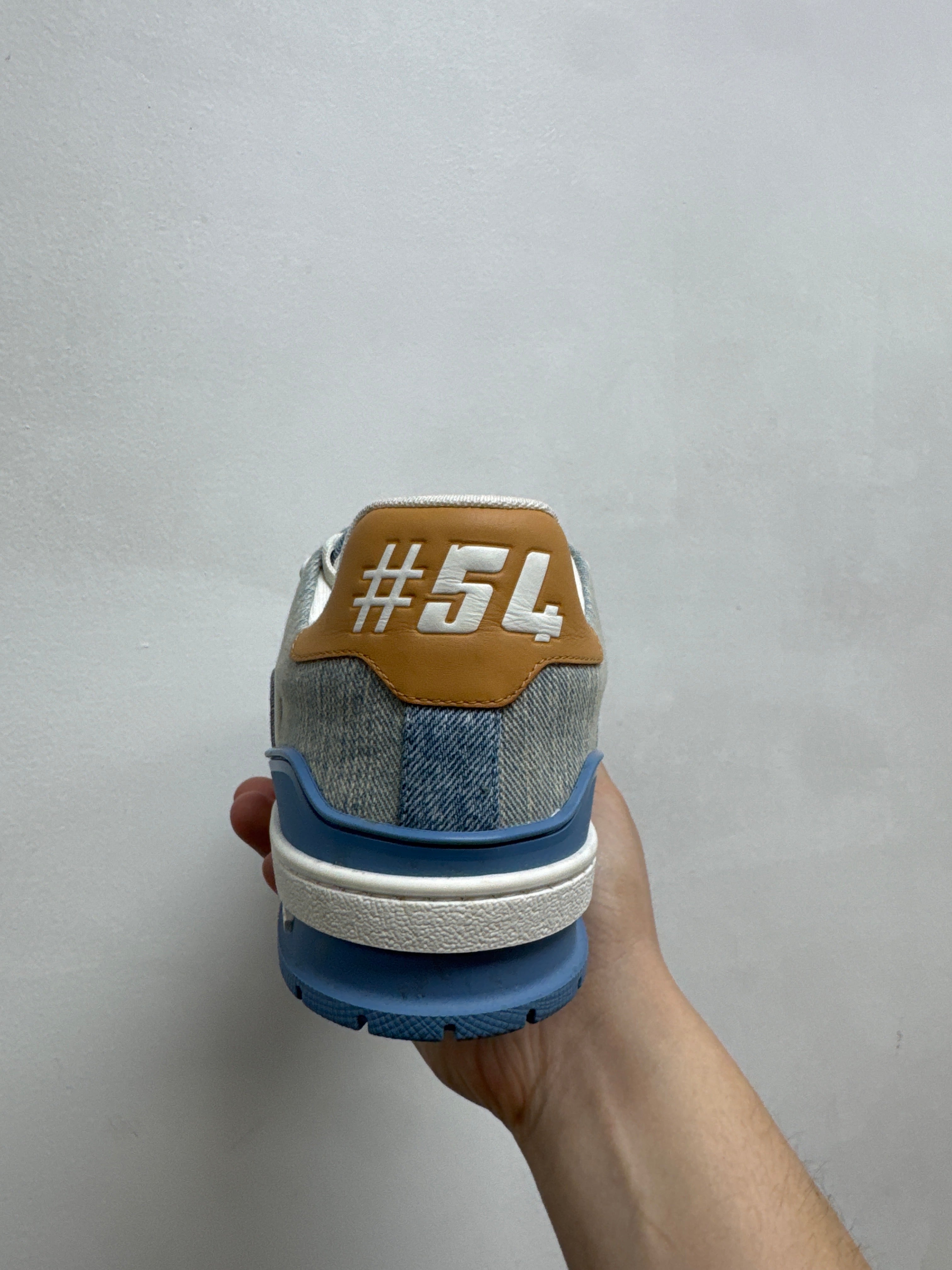 Louis Vuitton Tan Denim Monogram Trainer Sneakers