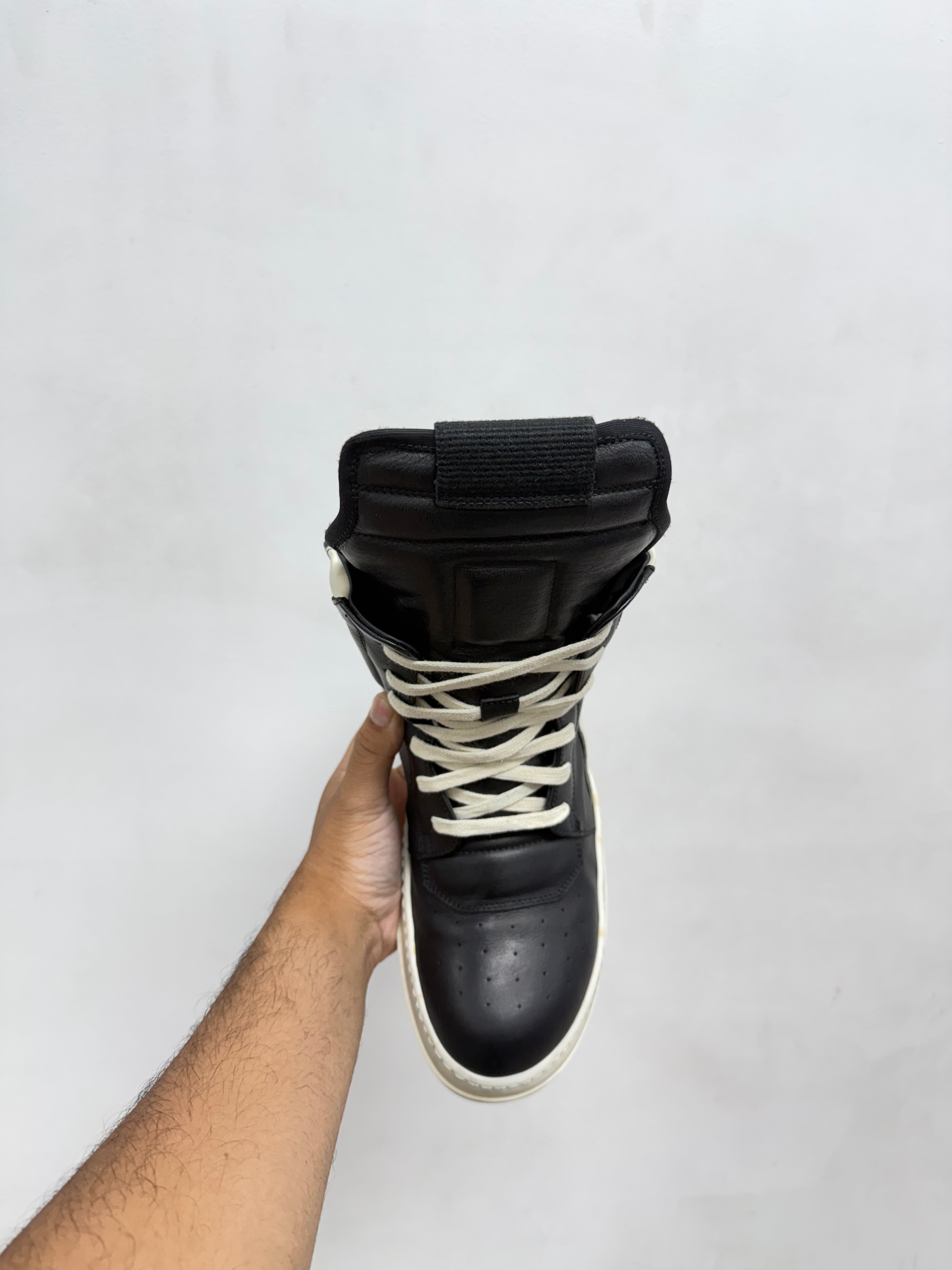 Rick Owens Black Milk Geobasket Sneakers