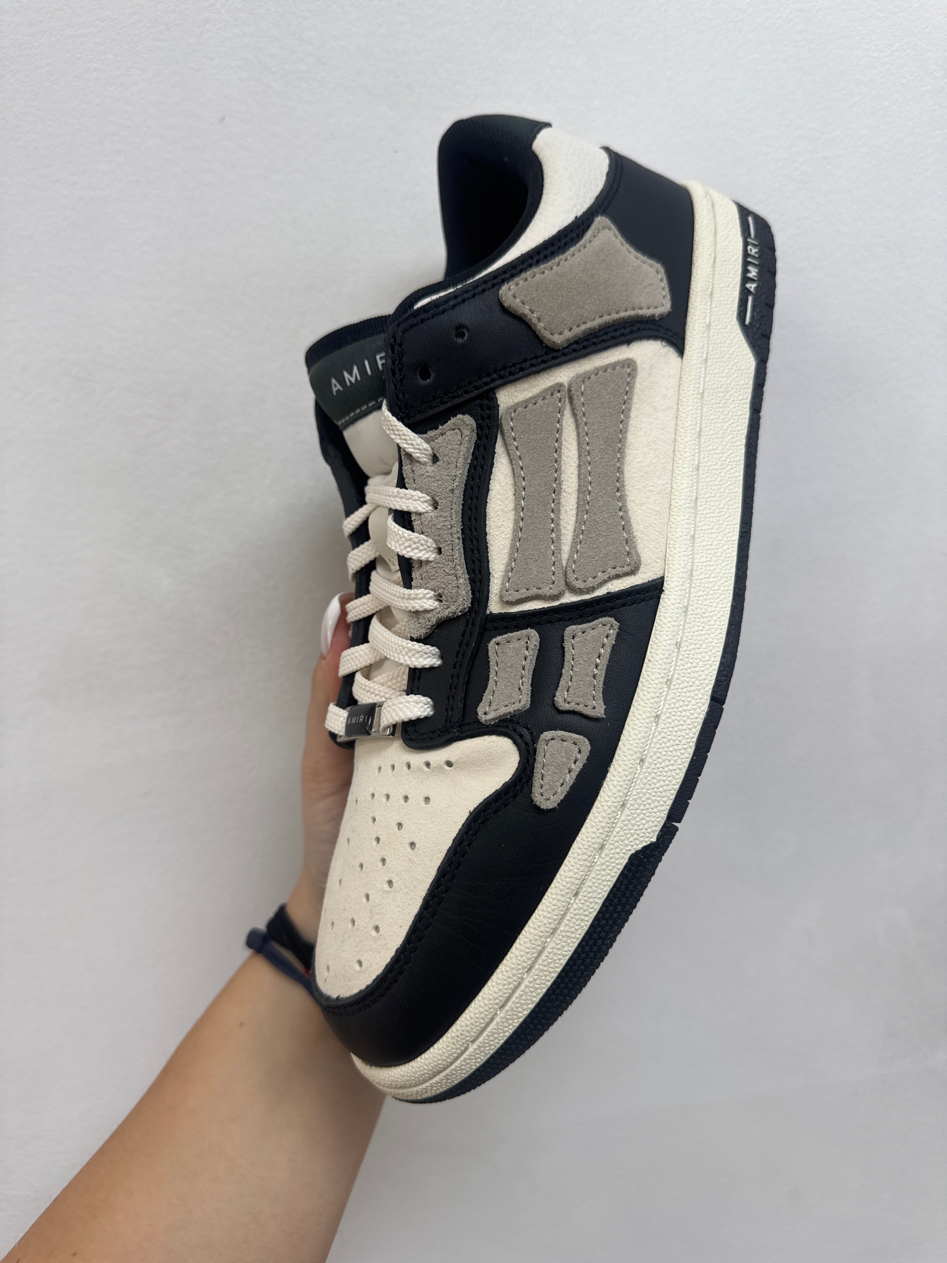 Amiri Black Cream Skel Top Low Sneakers