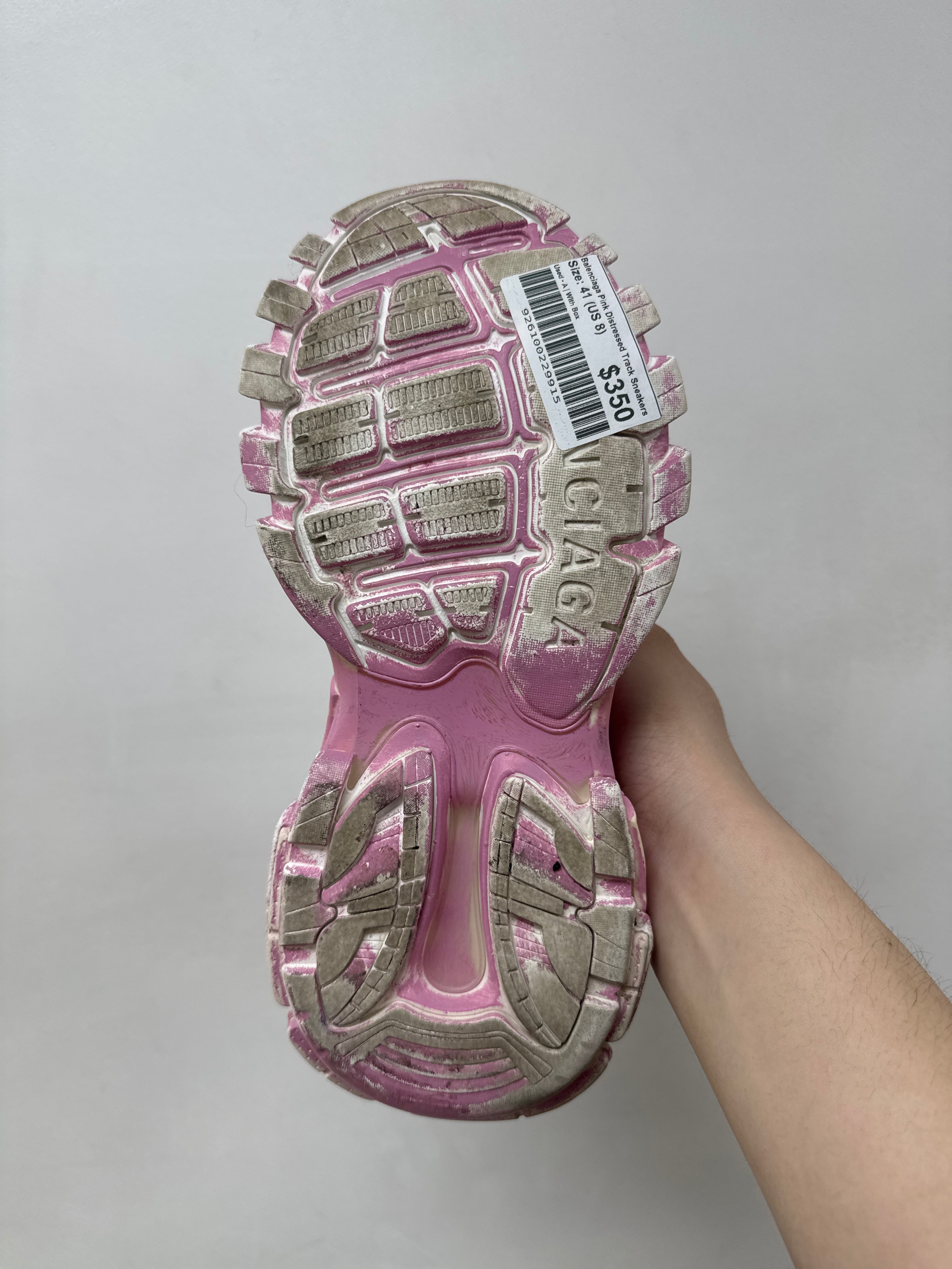 Balenciaga Pink Distressed Track Sneakers
