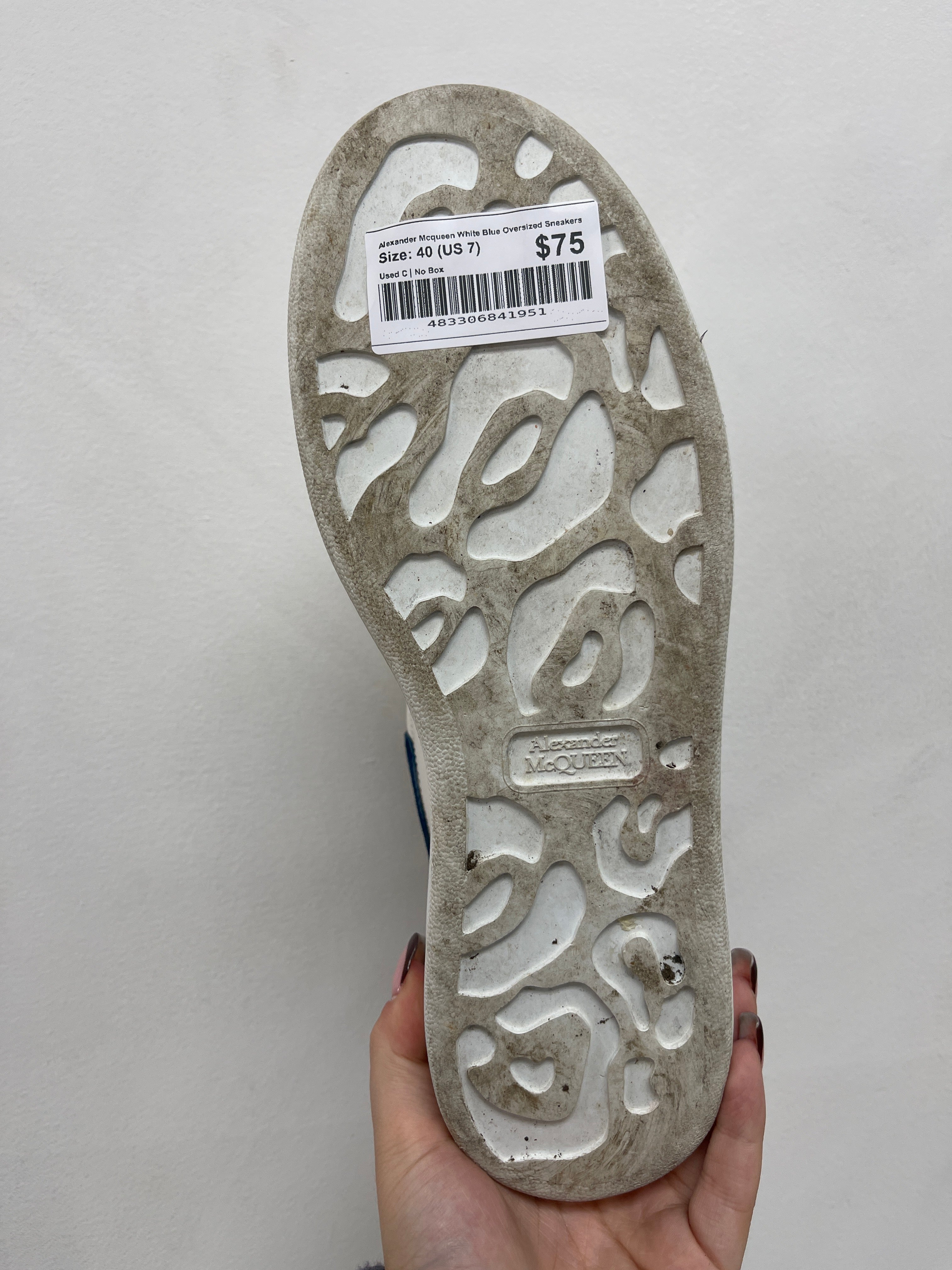 Alexander Mcqueen White Blue Oversized Sneakers