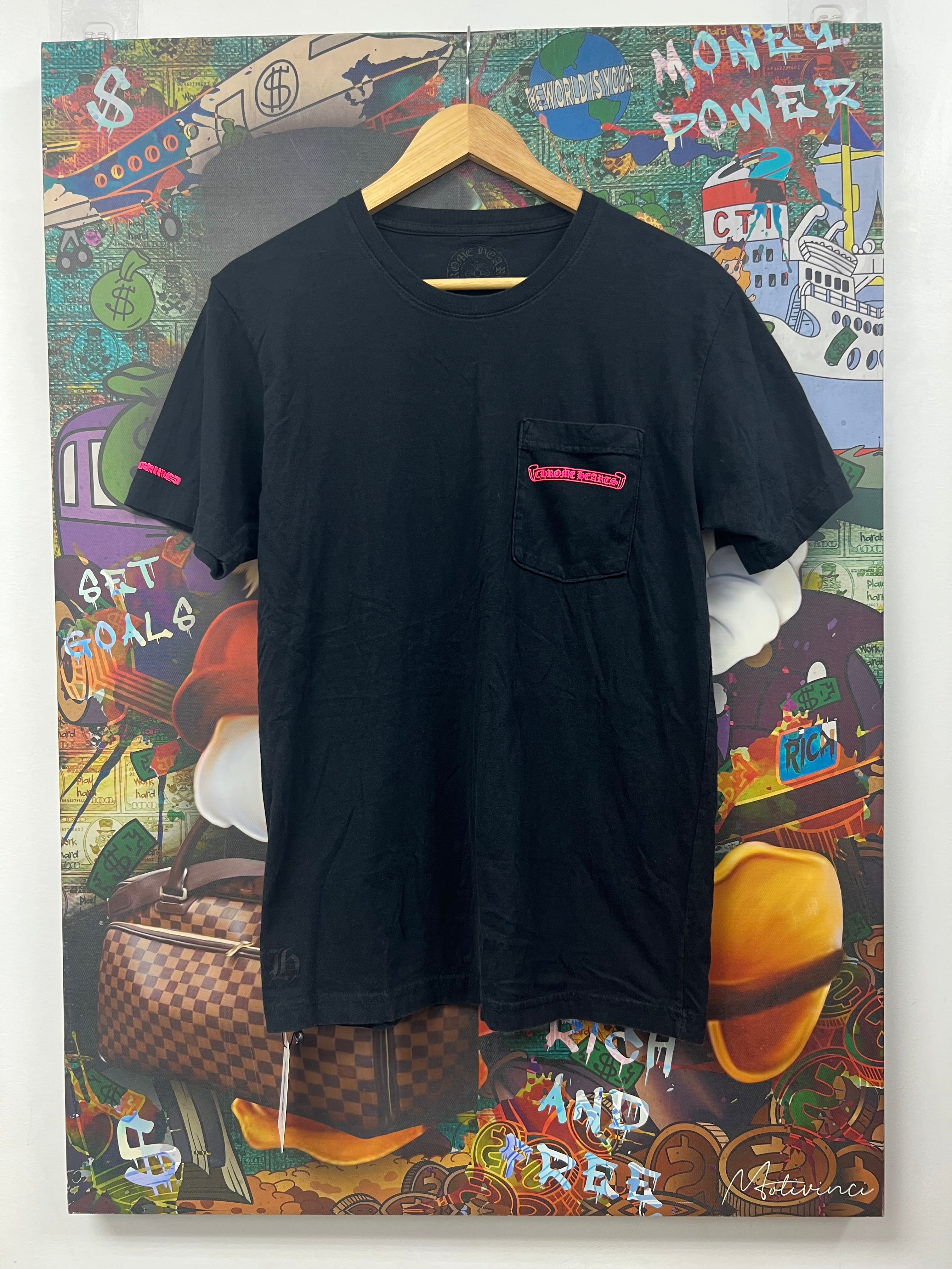 Chrome Hearts Black Pink Vertical Tee