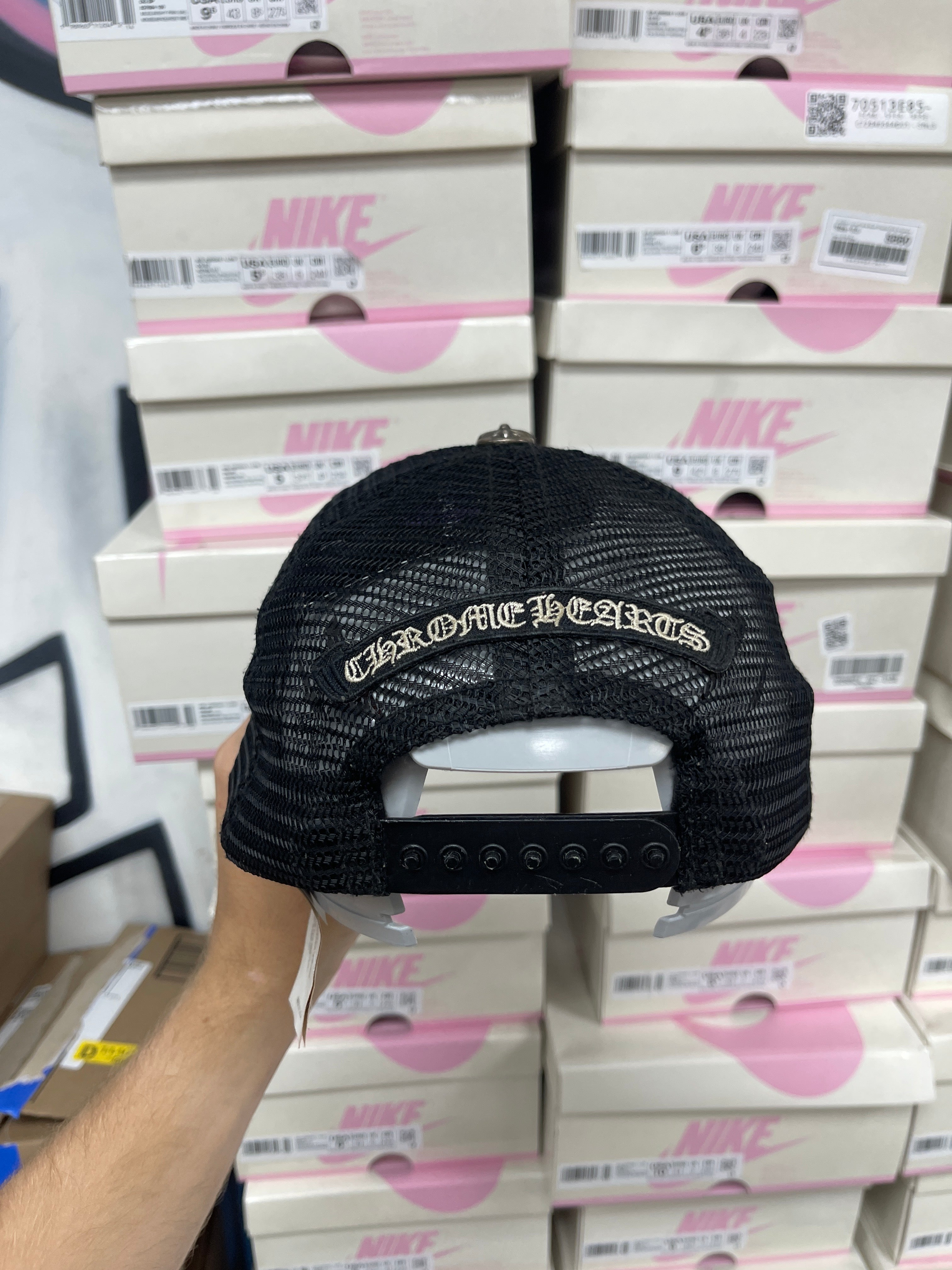 Chrome Hearts Black Orange Matty Boy Chomper Trucker Hat
