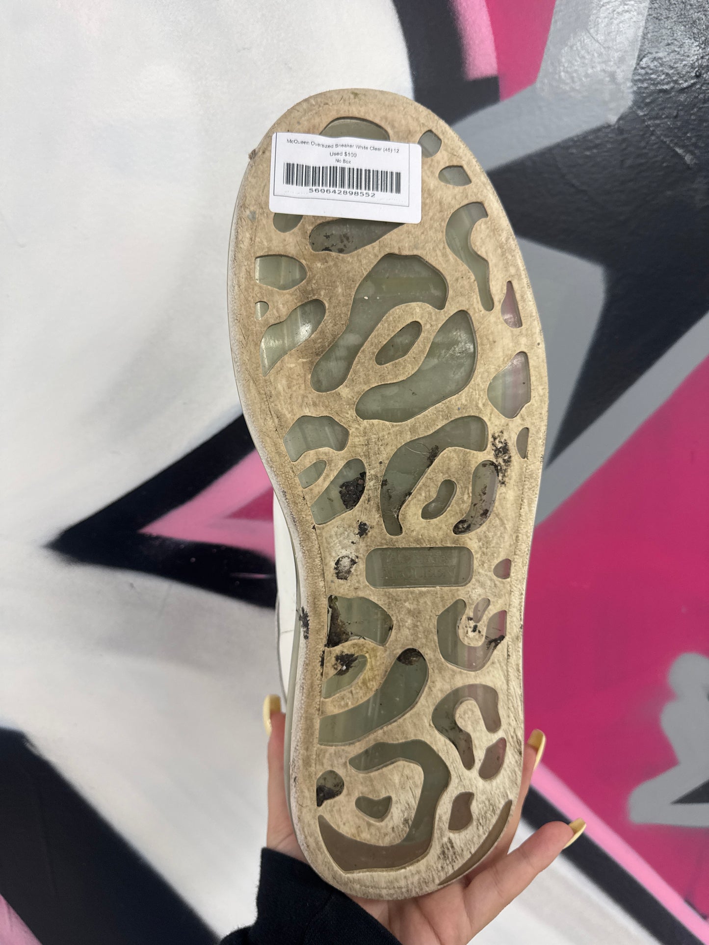 McQueen Oversized Sneaker White Clear (45) Used No Box