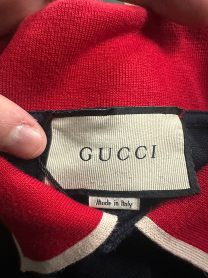 Gucci Bee Polo Navy Multi Used XL (Fits Medium)