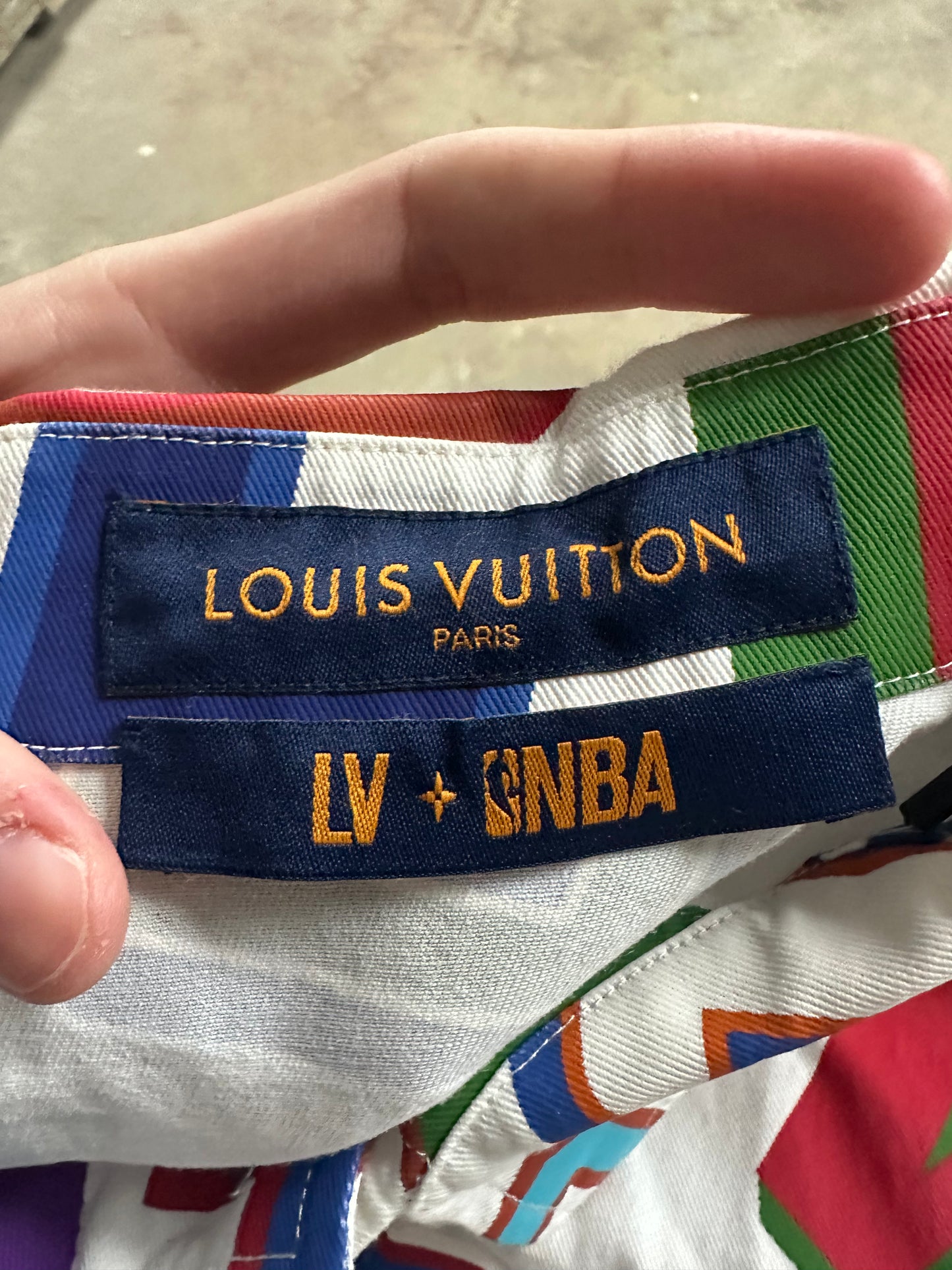 LV NBA Button Up White Multi Used XS