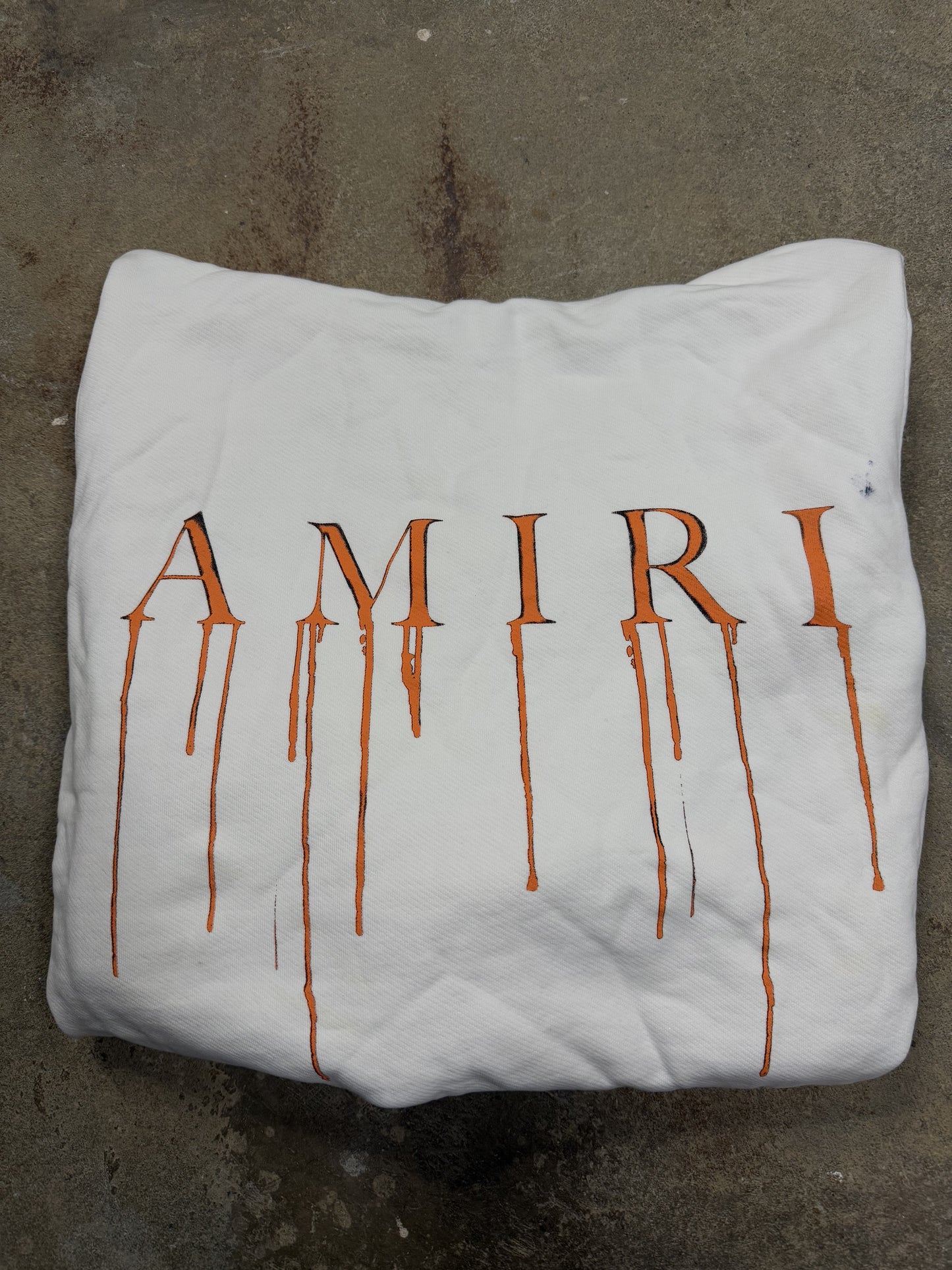 Amiri Paint Drip Hoodie Orange MA Logo Used XS