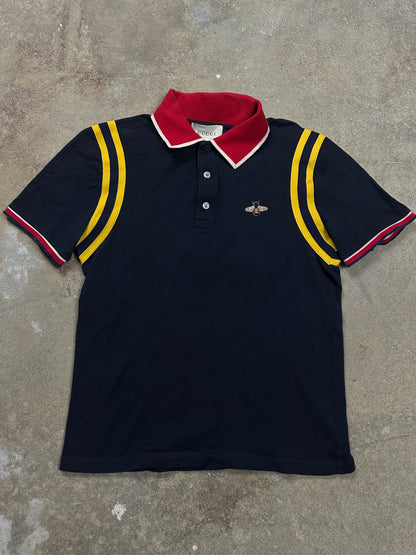Gucci Bee Polo Navy Multi Used XL (Fits Medium)