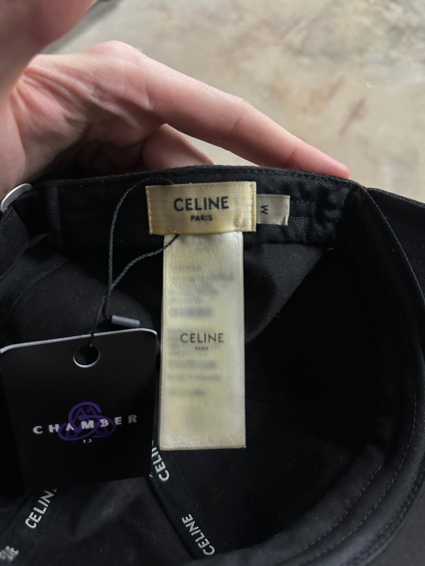 Celine Snapback Black White Used Medium