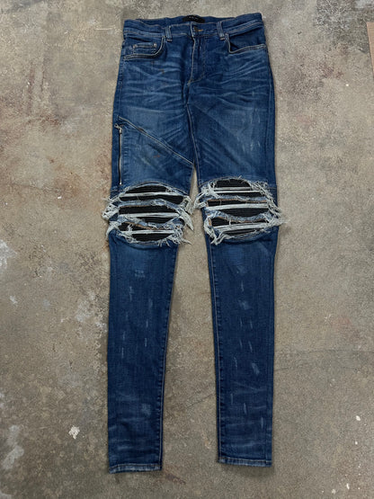 Amiri Zip Jeans Dark Wash Black Patch Used 29