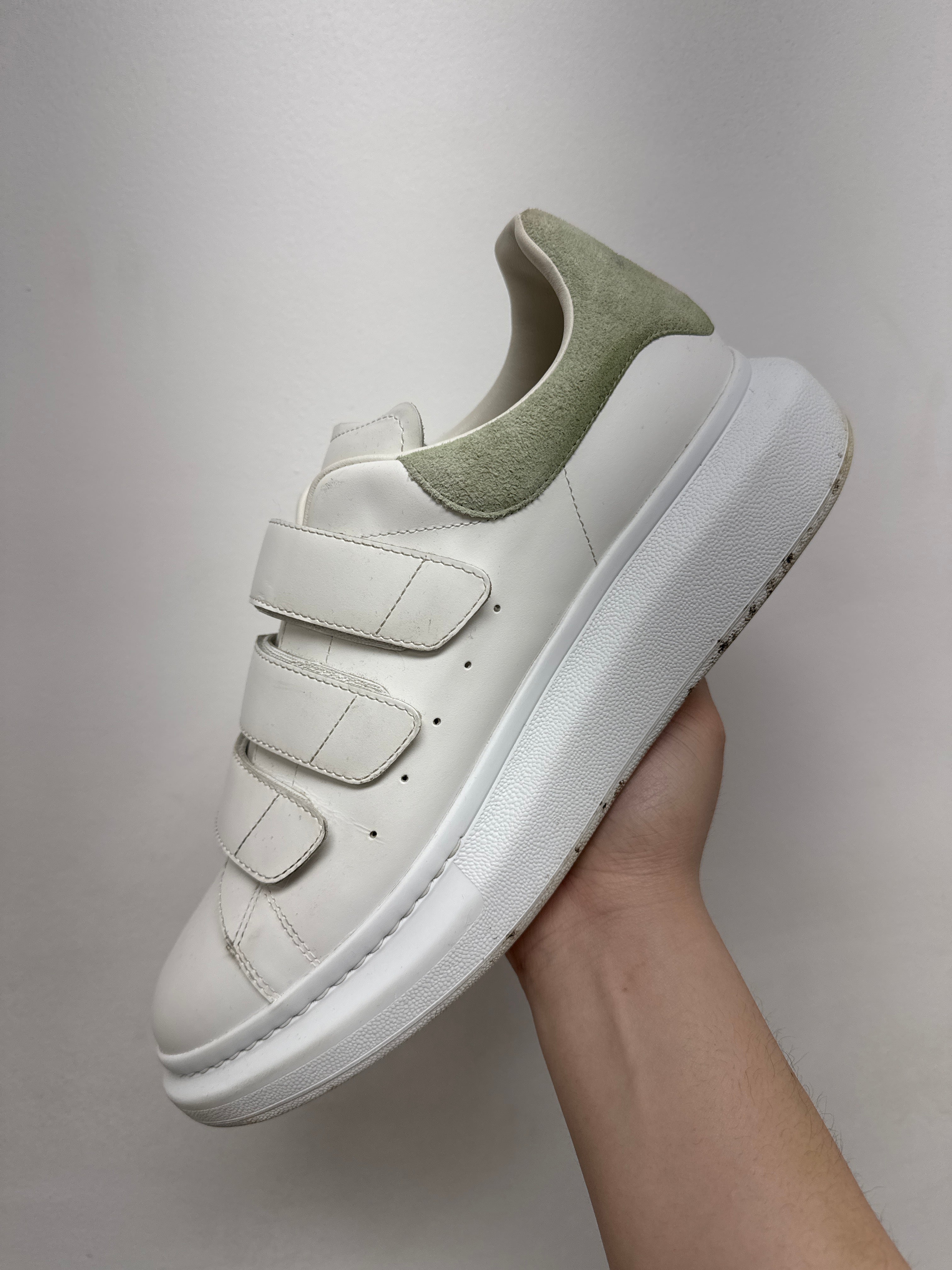 Alexander Mcqueen White Mint Oversized Strap Sneakers