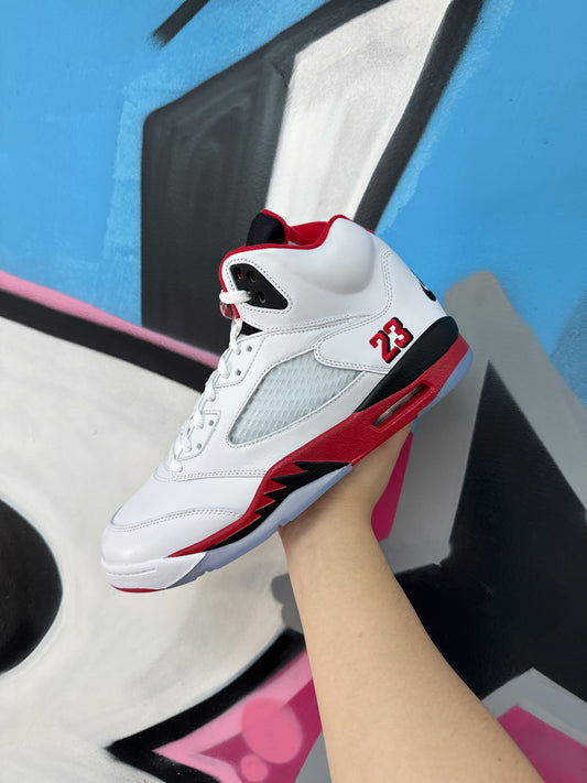 Nike Jordan 5 Fire Red Black Tongue Sneakers
