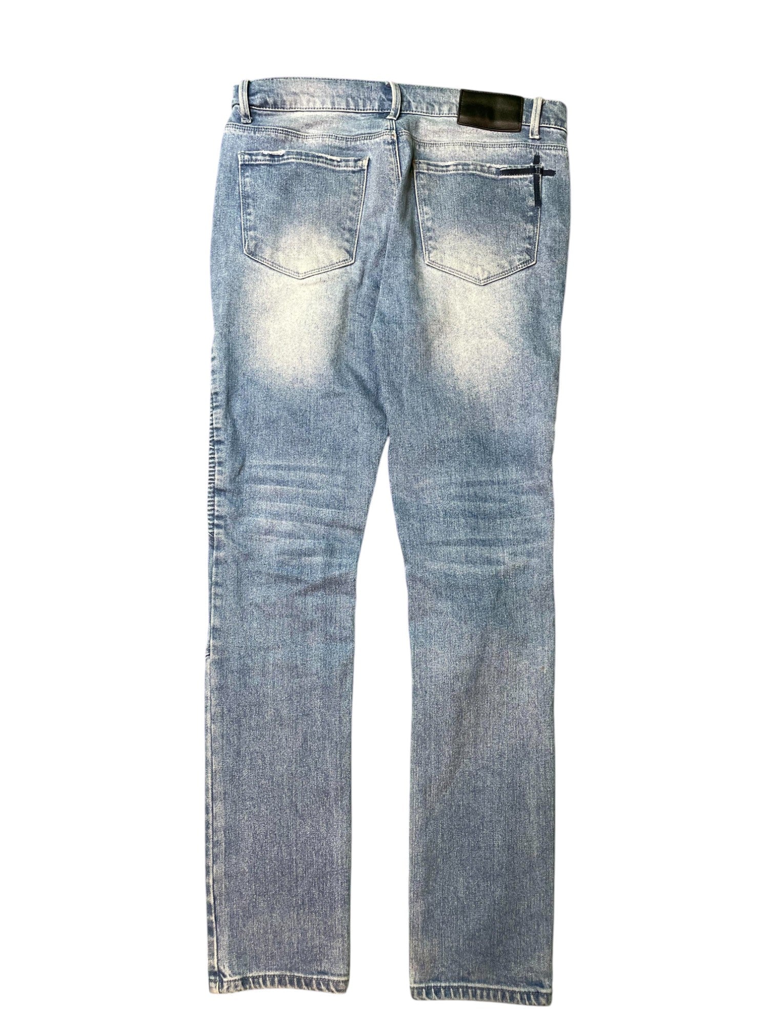 RTA Zipper Knee Patch Light Wash Blue Jeans
