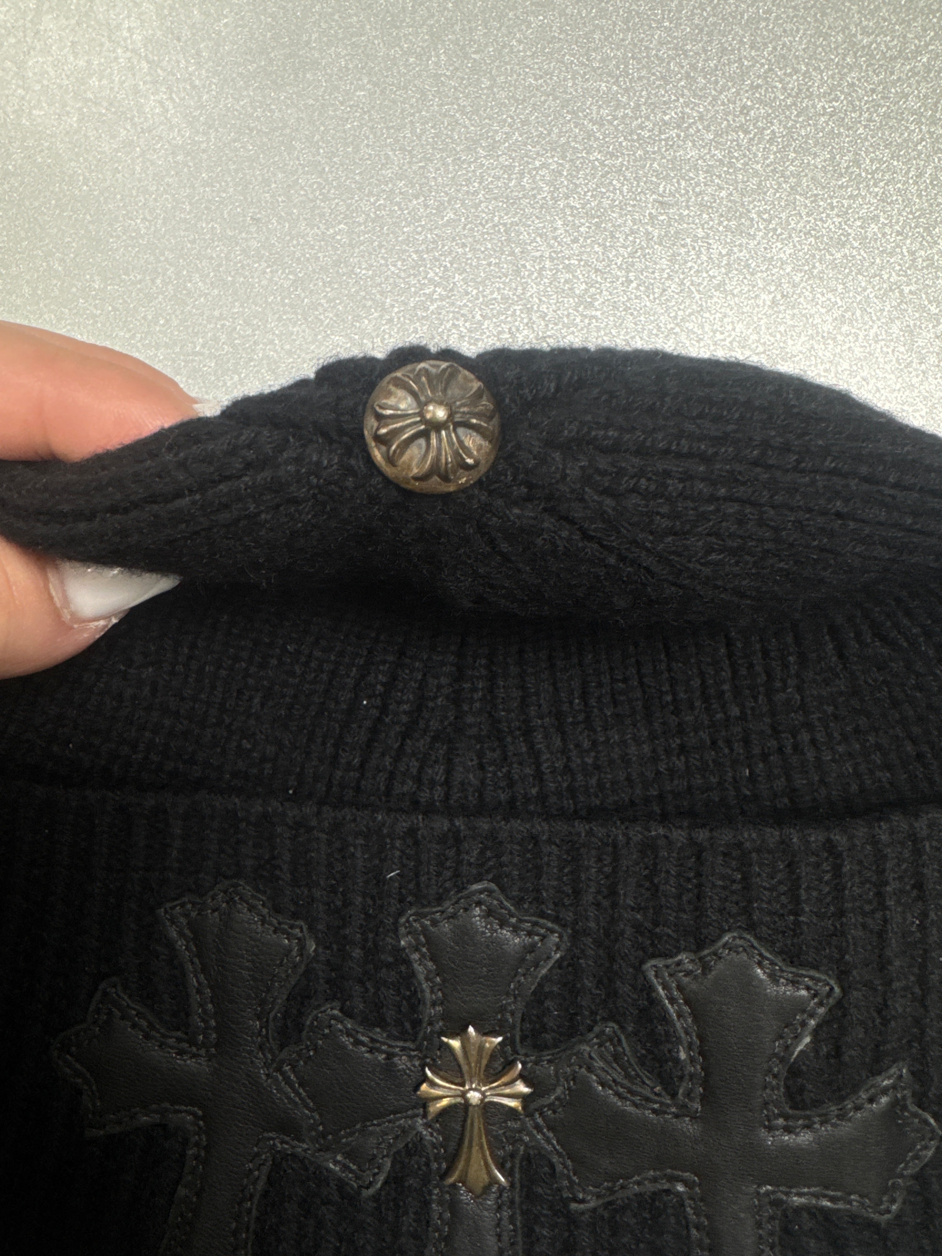 Chrome Hearts Black Cemetery Silver Cross Beanie