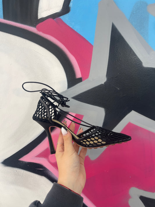 Bottega Knit Heels Black Like New 37.5 No Box