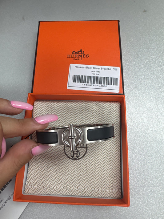 Hermes Black Silver Bracelet  New OS With Box