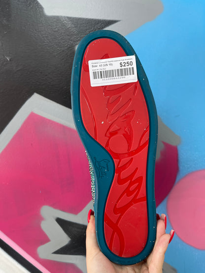 Christian Louboutin Teal Rhinestone High Sneakers