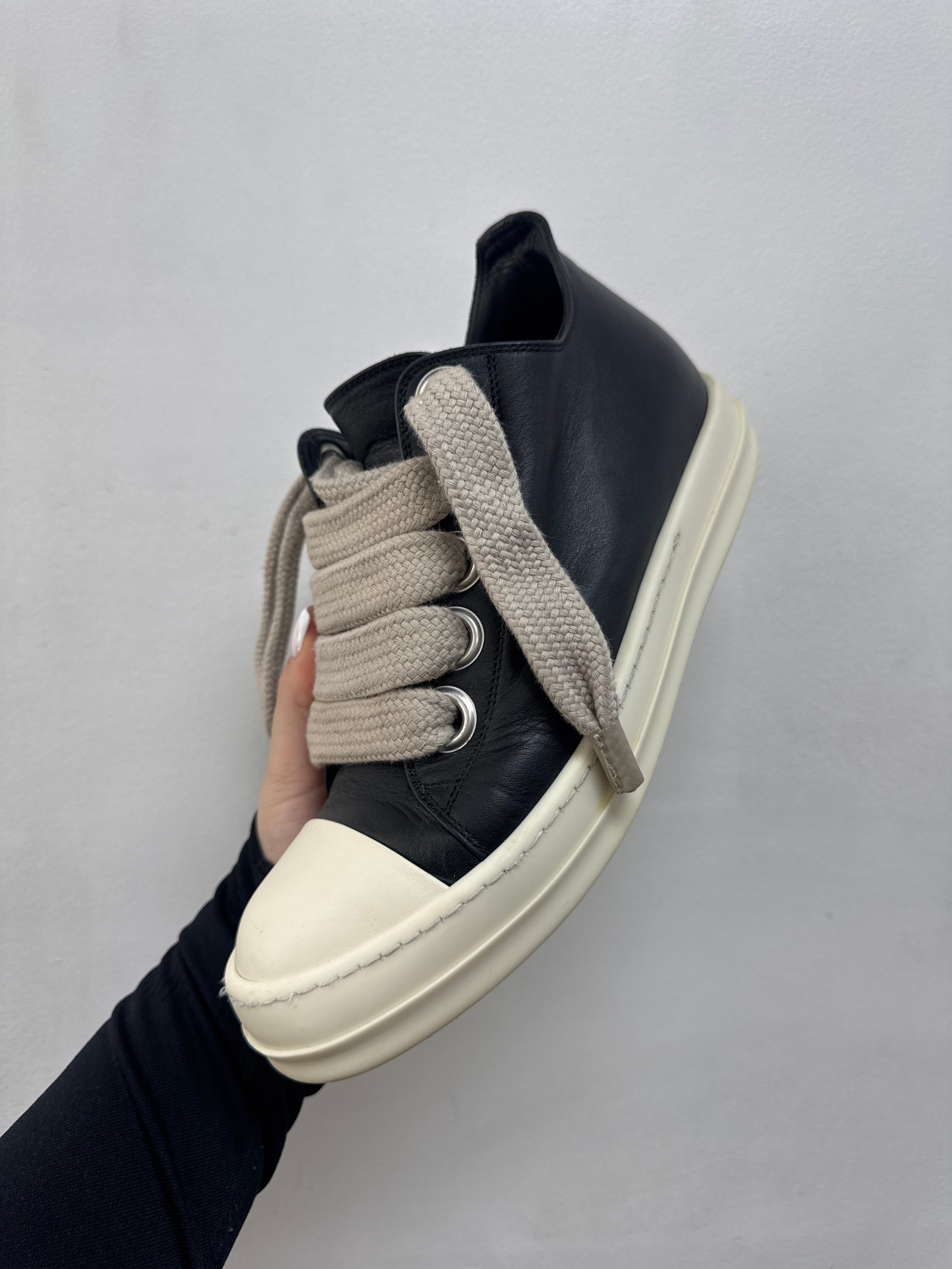 Rick Owens Black Ramone Jumbo Lace Mainline Leather Sneakers