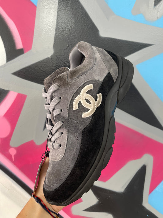 Chanel CC Runner Black Grey Used No Box