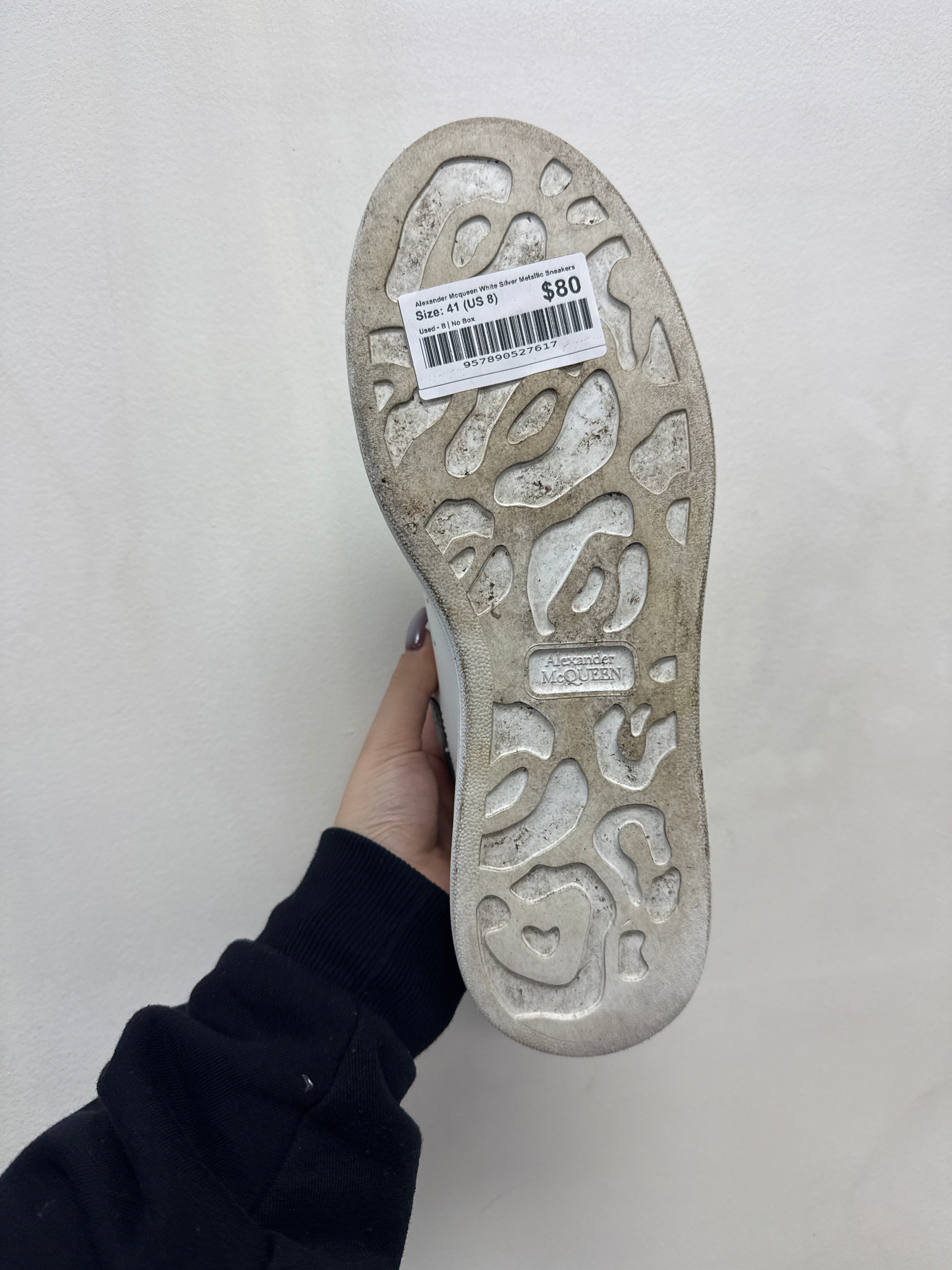 Alexander Mcqueen White Silver Metallic Sneakers