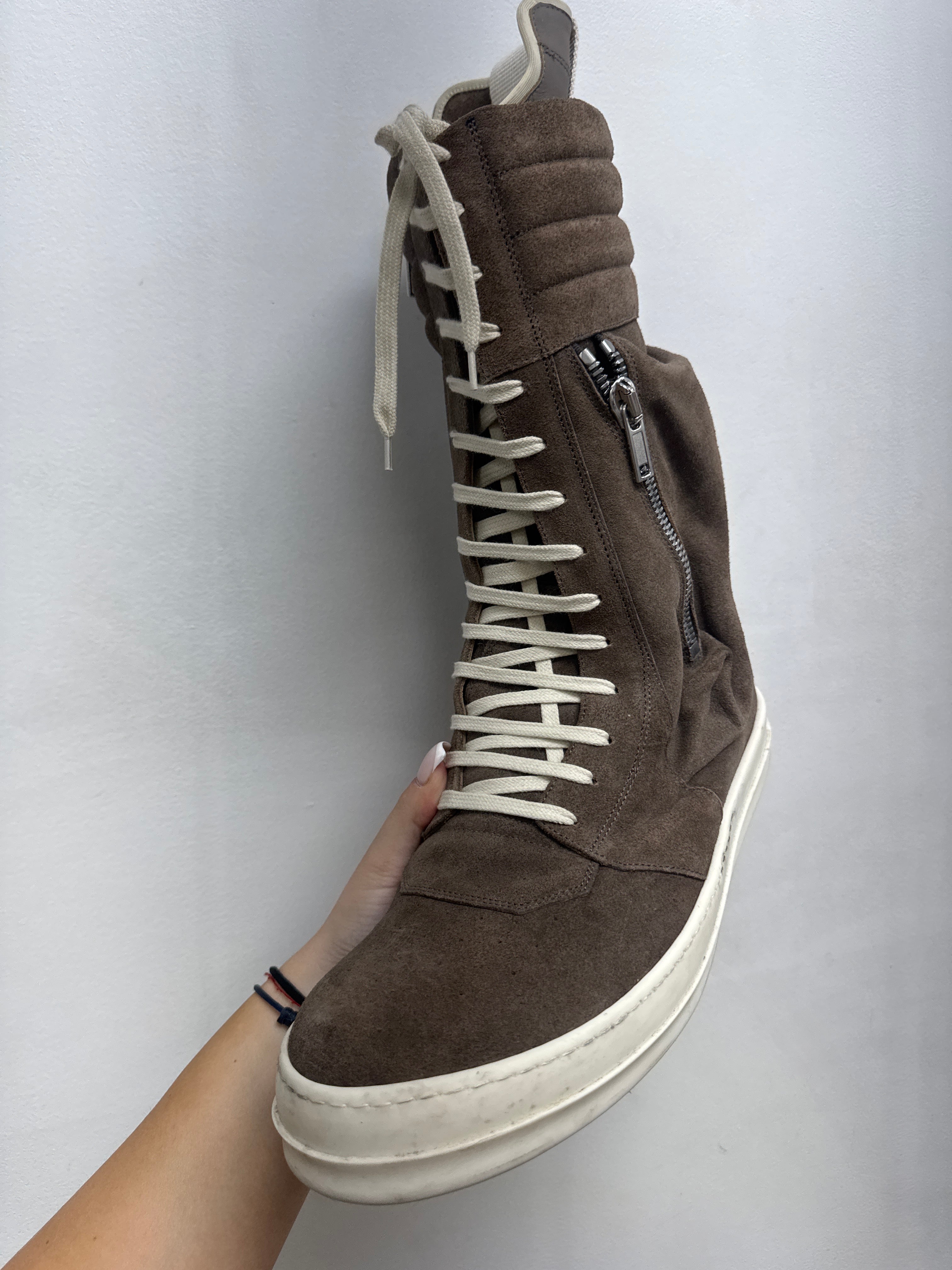 Rick Owens Brown Suede Cargo Basket Mainline Sneakers
