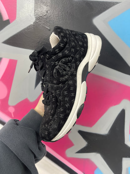 Chanel CC Monogram Black Sneakers