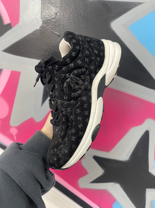 Chanel CC Monogram Black Sneakers