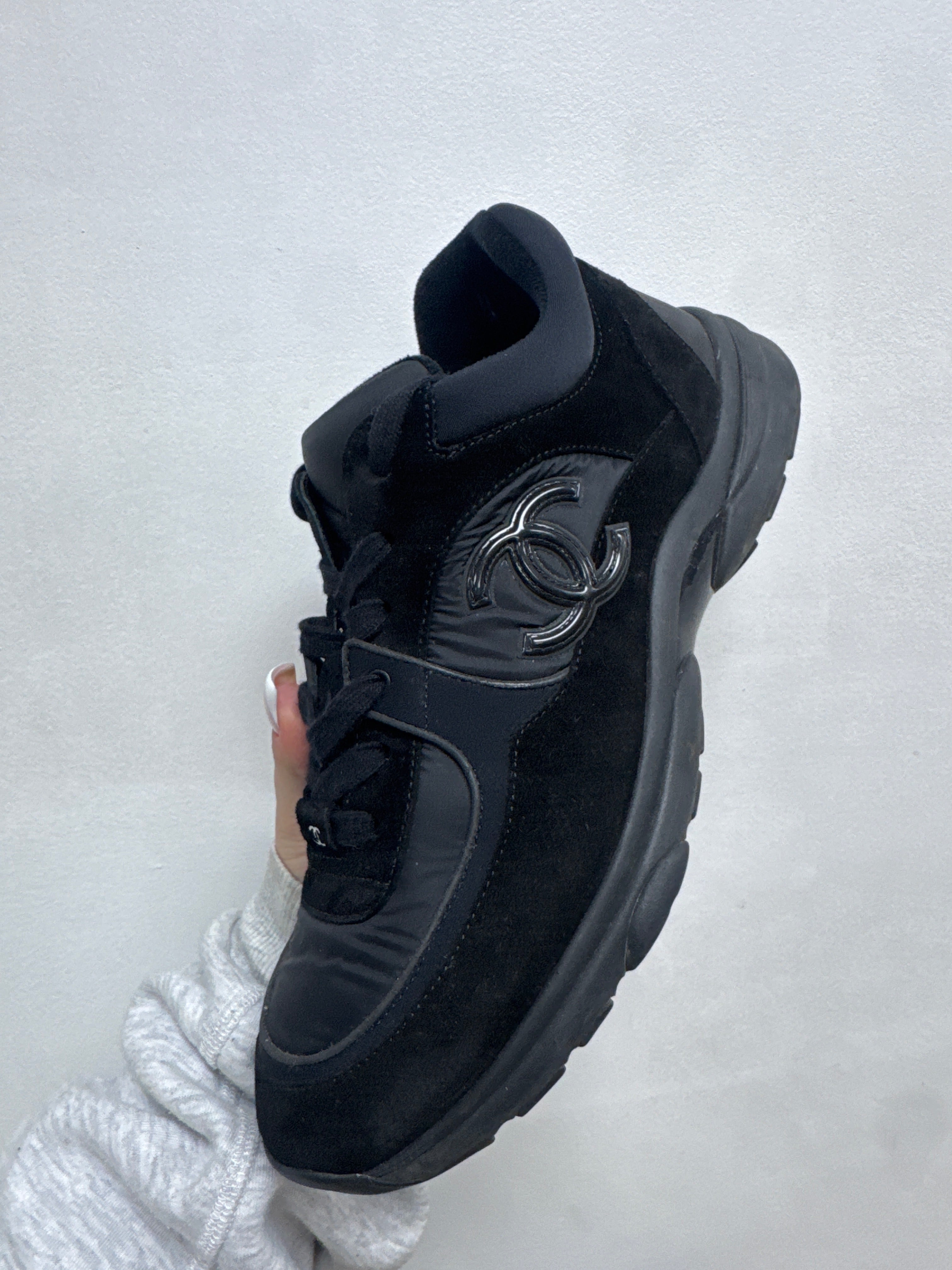 Chanel Black CC Trainer Sneakers