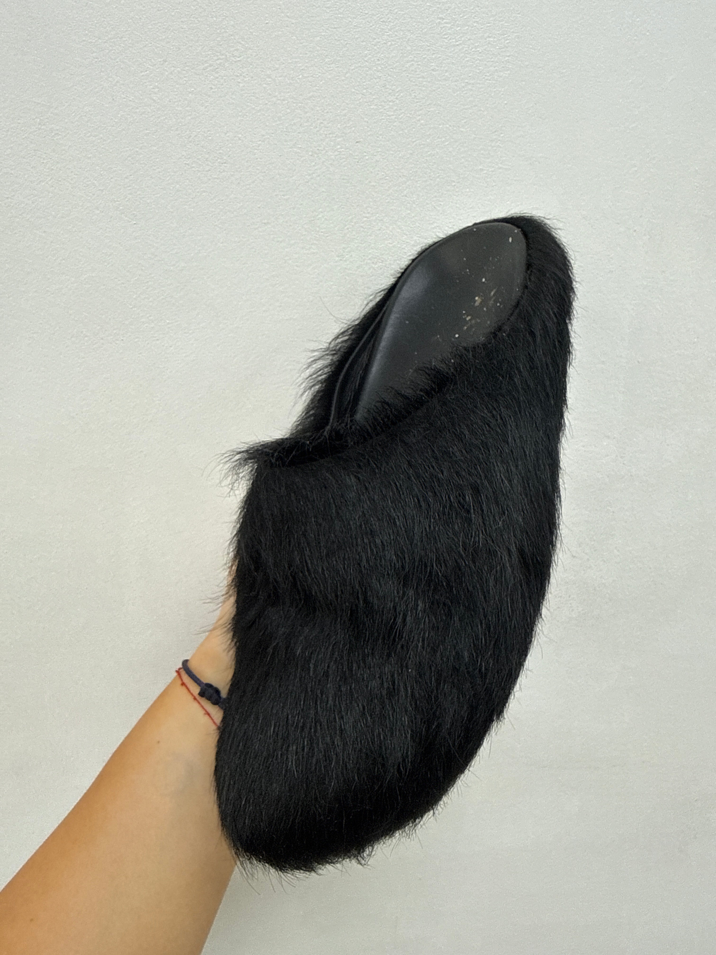 Marni Black Fur Slides