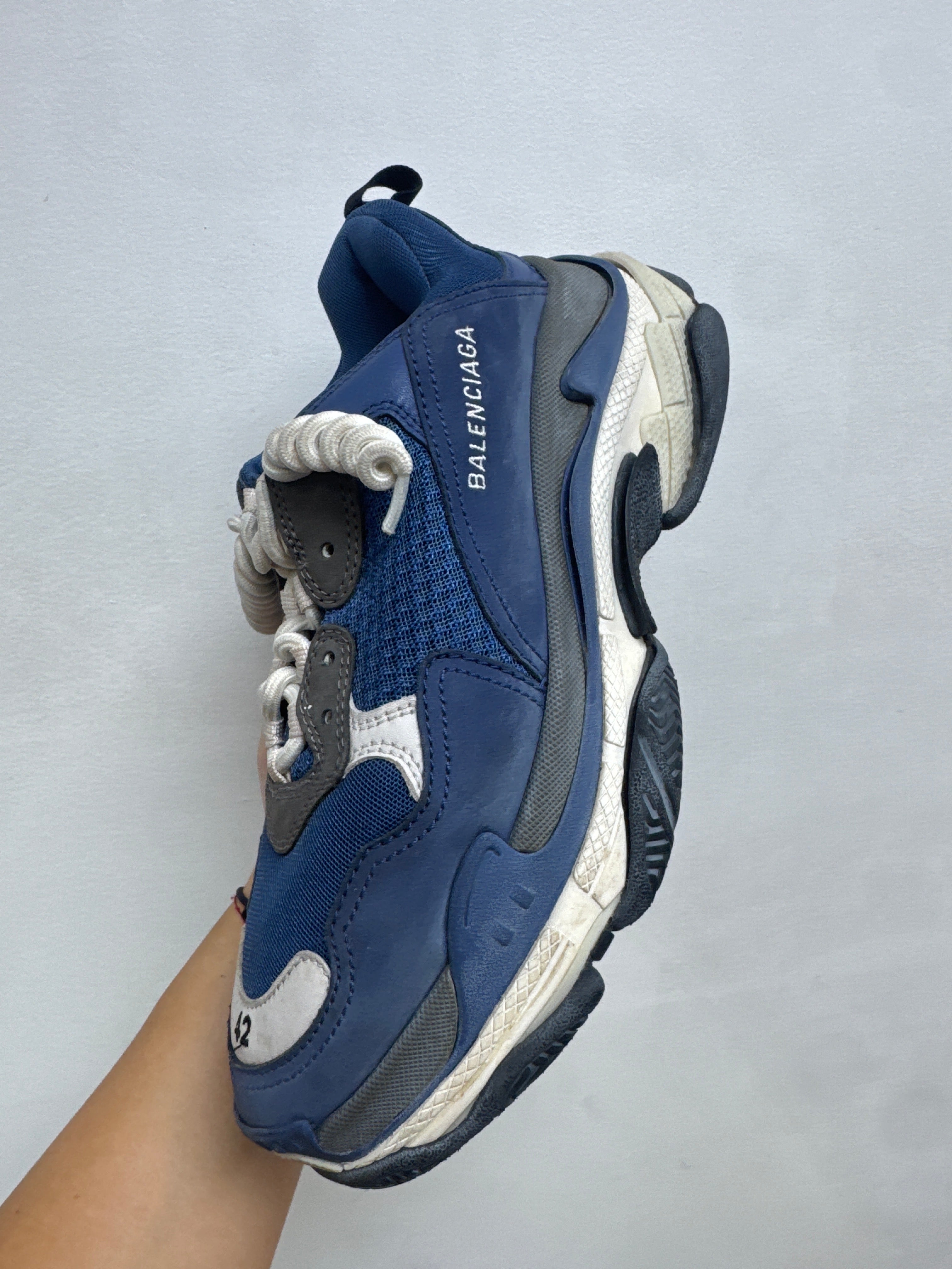 Balenciaga Blue White Triple S Sneakers