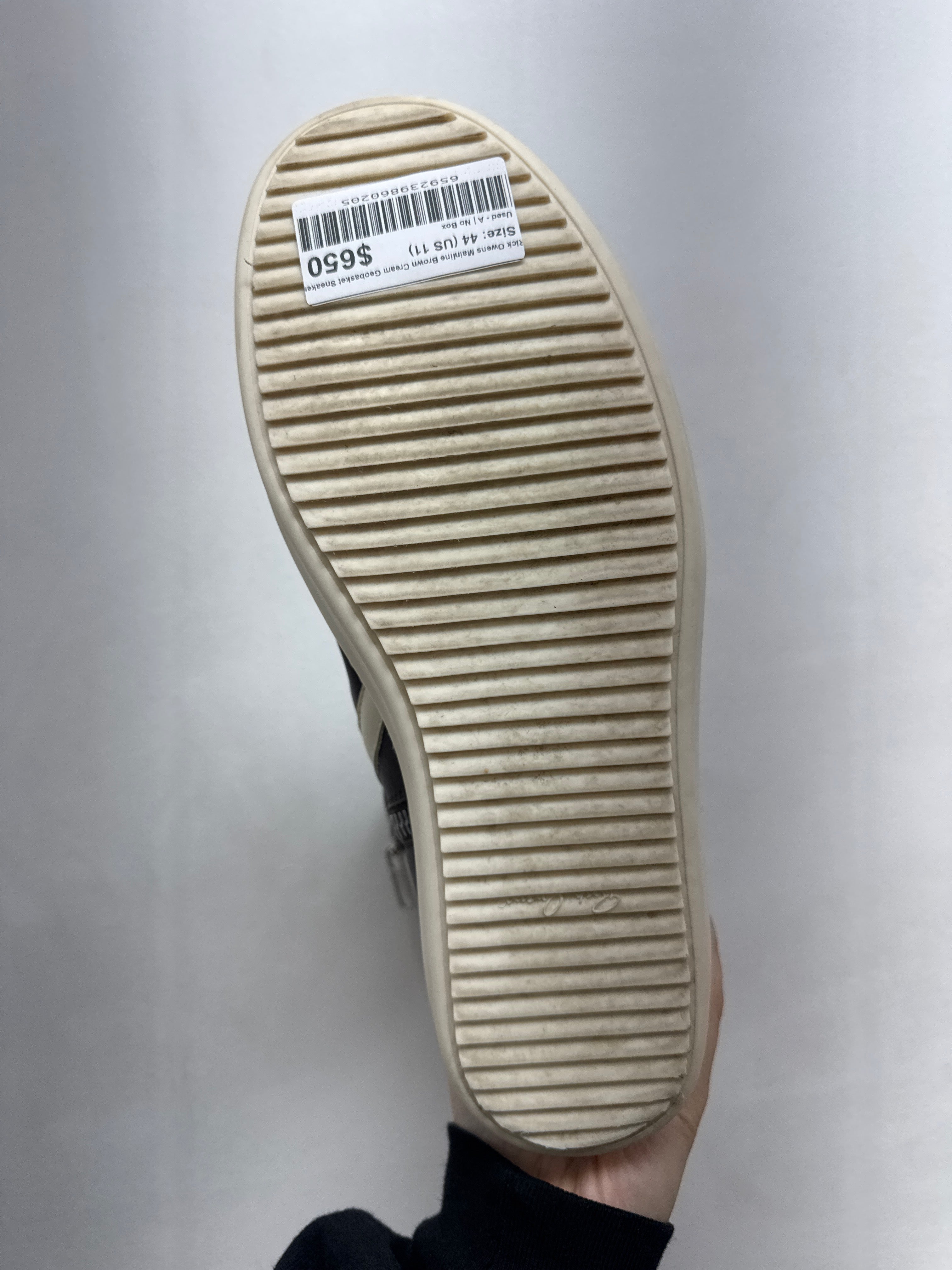 Rick Owens Mainline Brown Cream Geobasket Sneaker