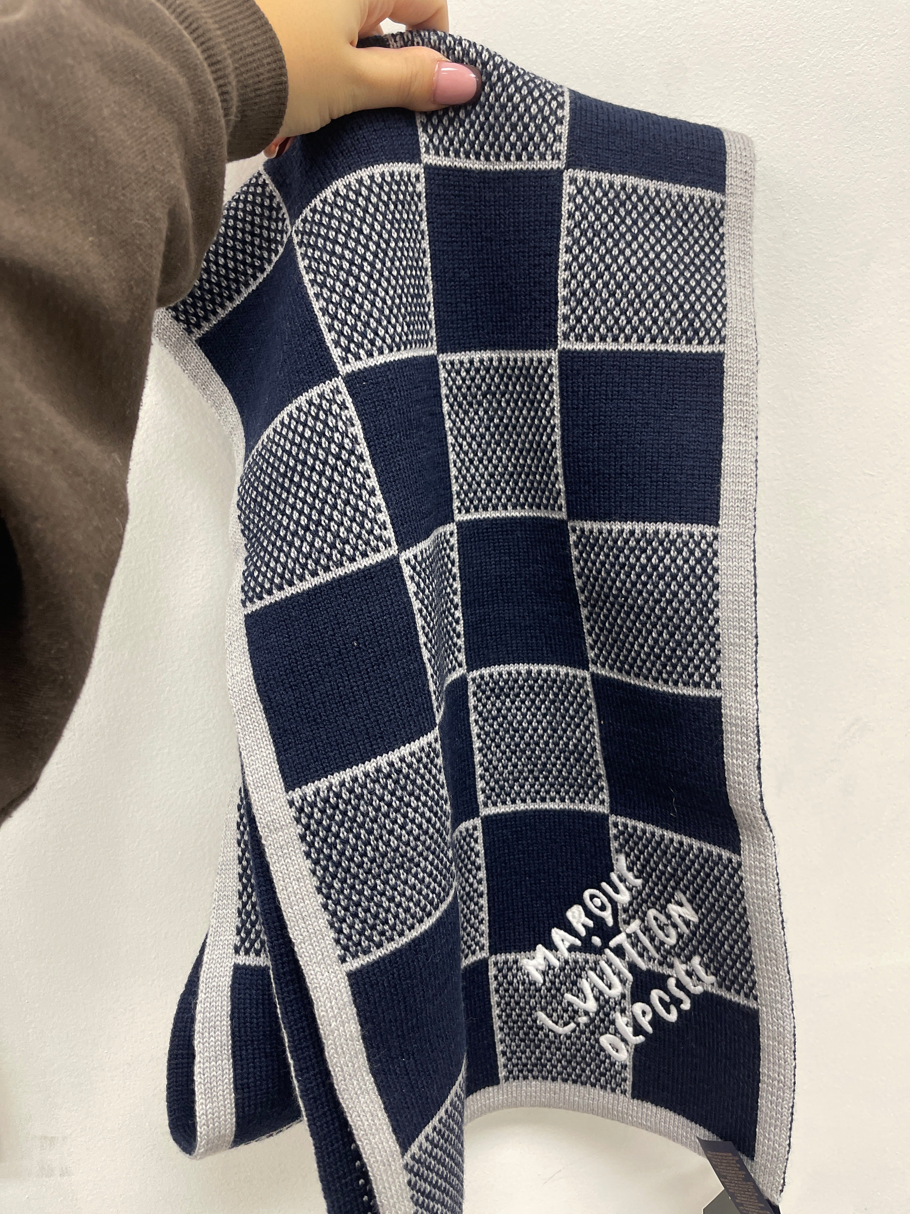 Louis Vuitton Navy Damier Marque Scarf Accessories