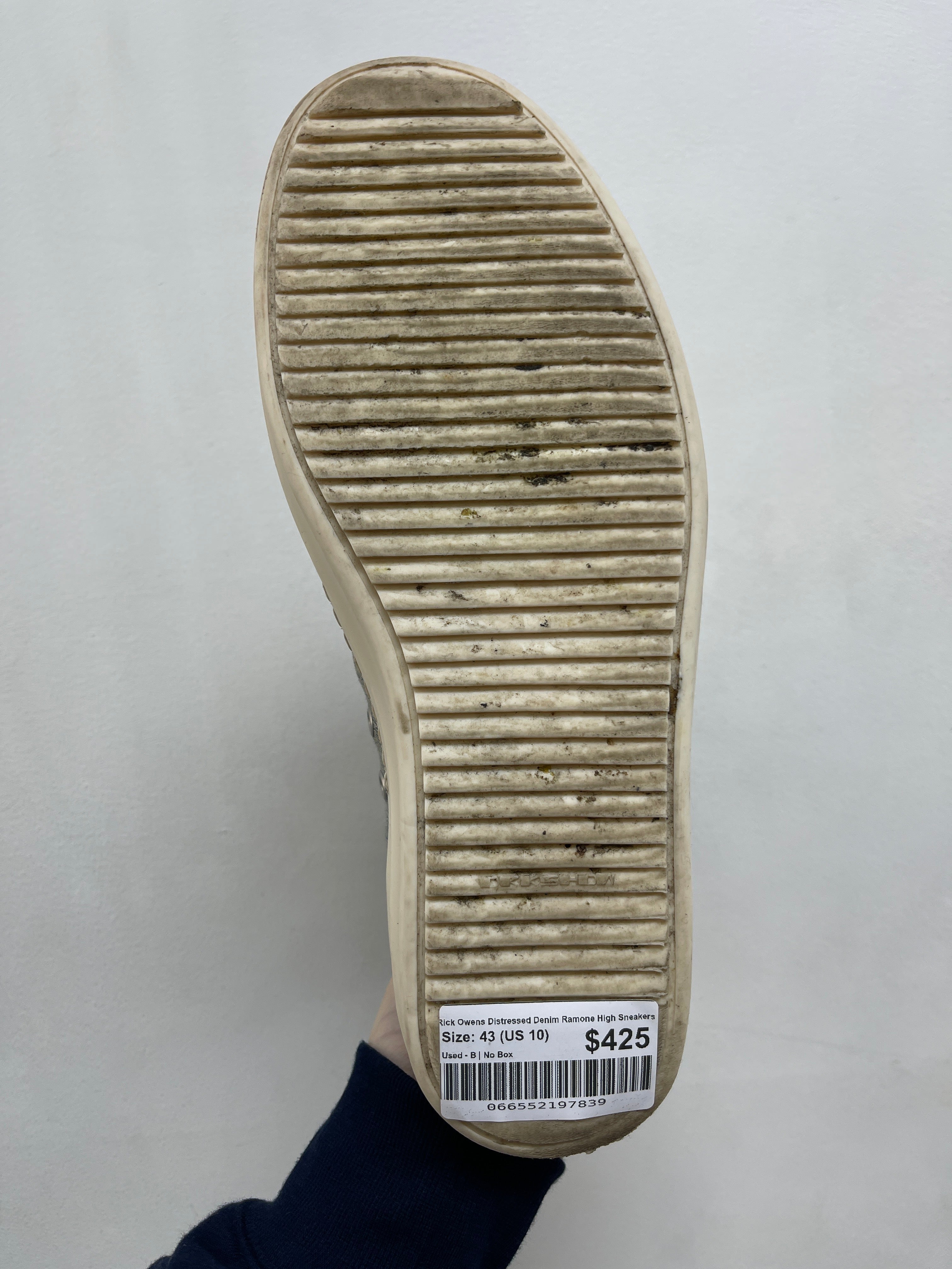 Rick Owens Distressed Denim Ramone High Sneakers