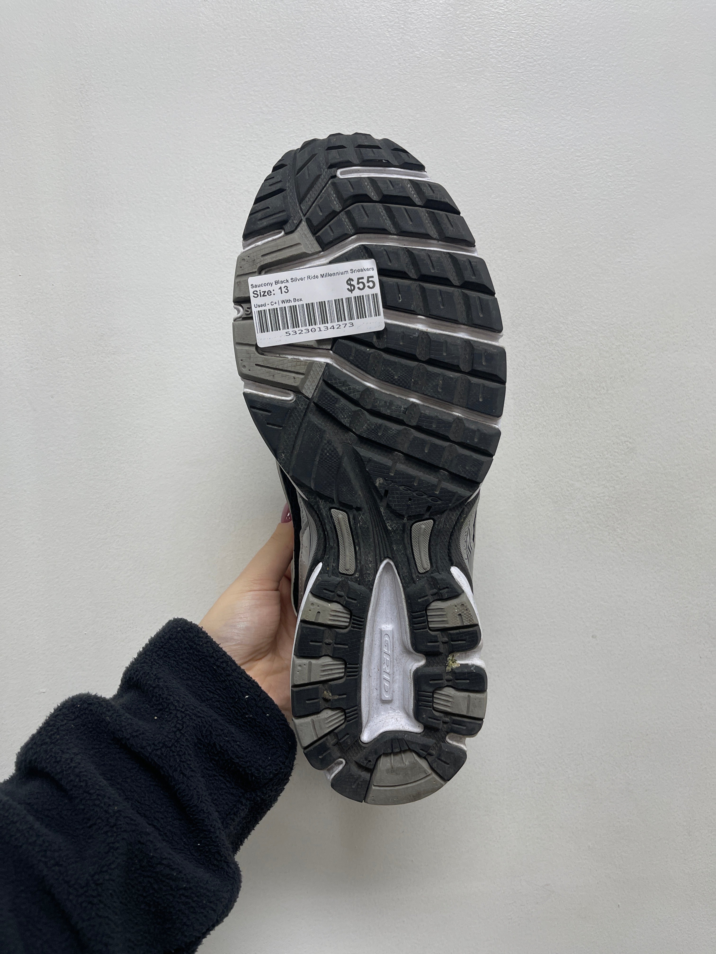 Saucony Black Silver Ride Millennium Sneakers